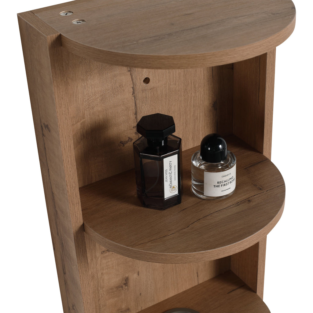 Modern Bathroom Wall-Mounted Storage Rack with Floating Design in Imitative Oak Plywood, 12 Inches