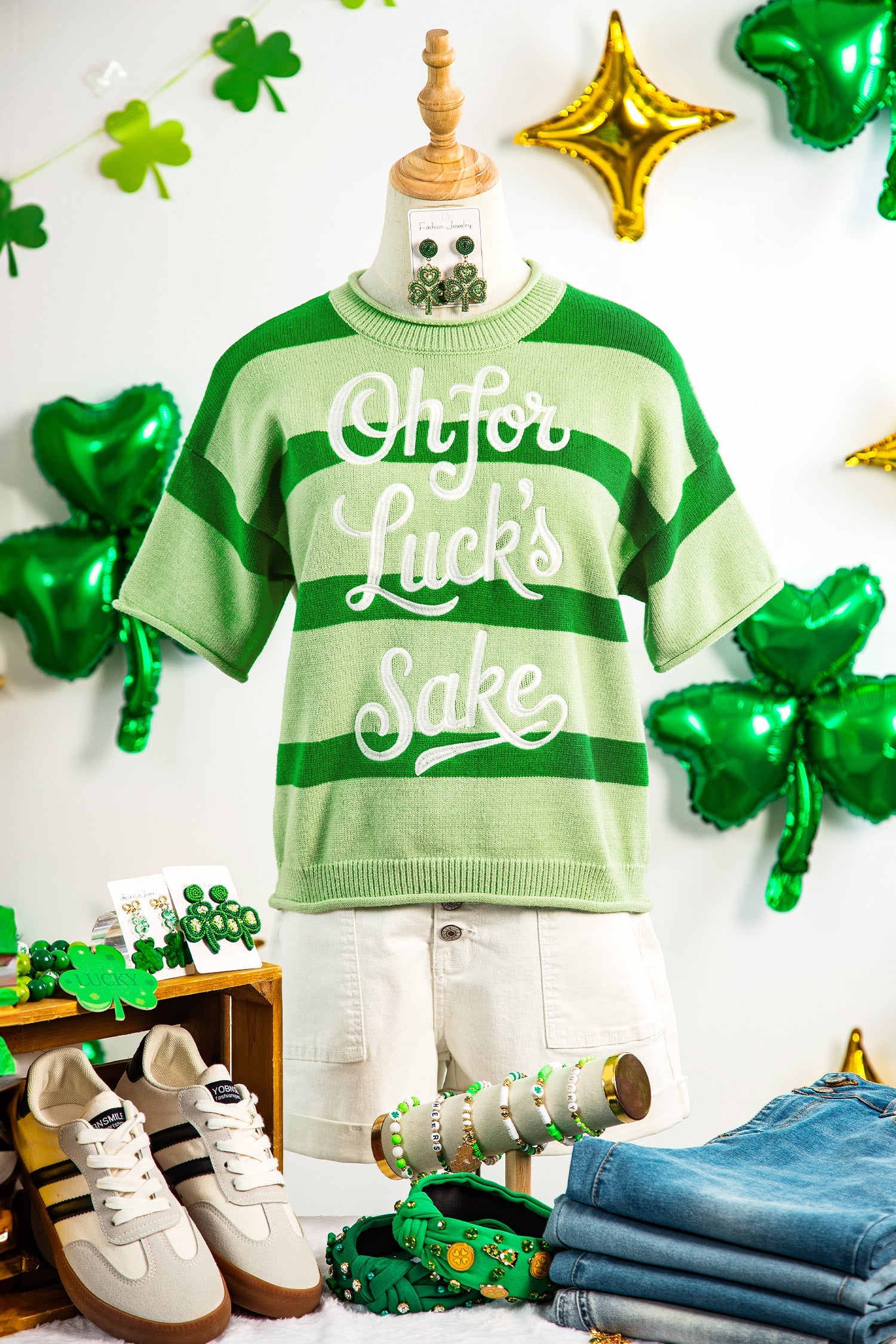 Stripe Oh for Luck’s Sake St Patrick Sweater