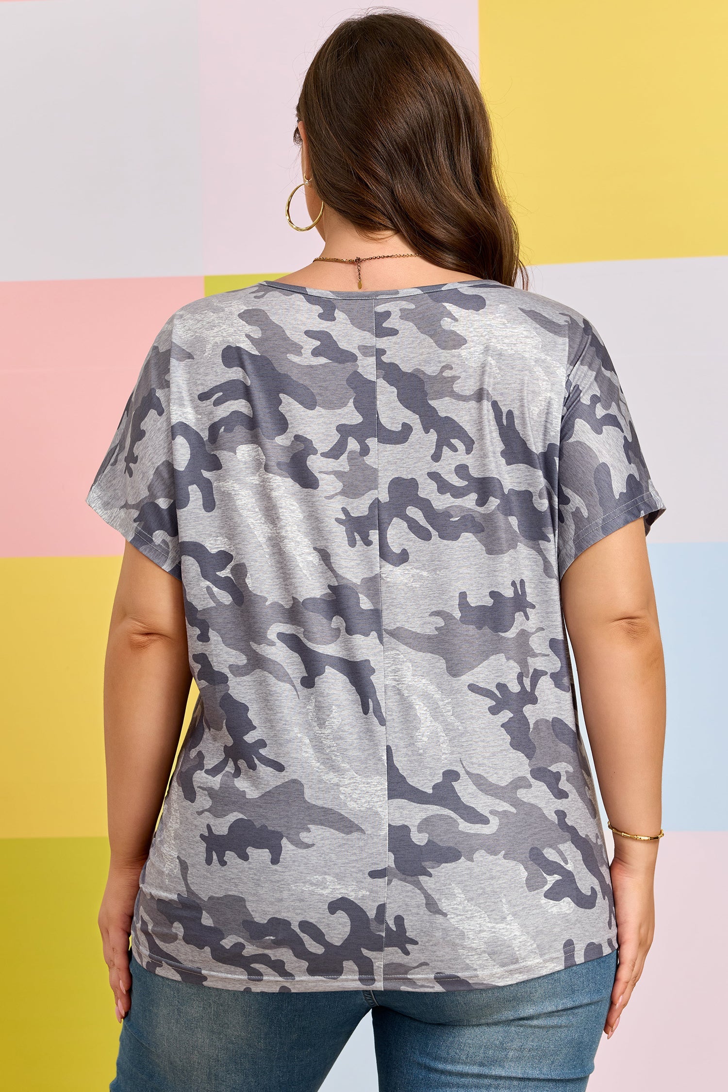 Plus Size Camo Short Sleeve T-Shirt