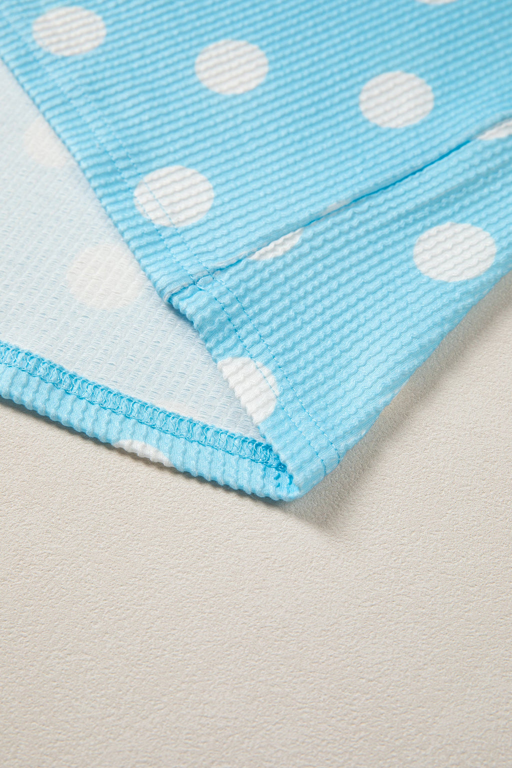 Polka Dot Patch Pocket Drop Shoulder Textured Top