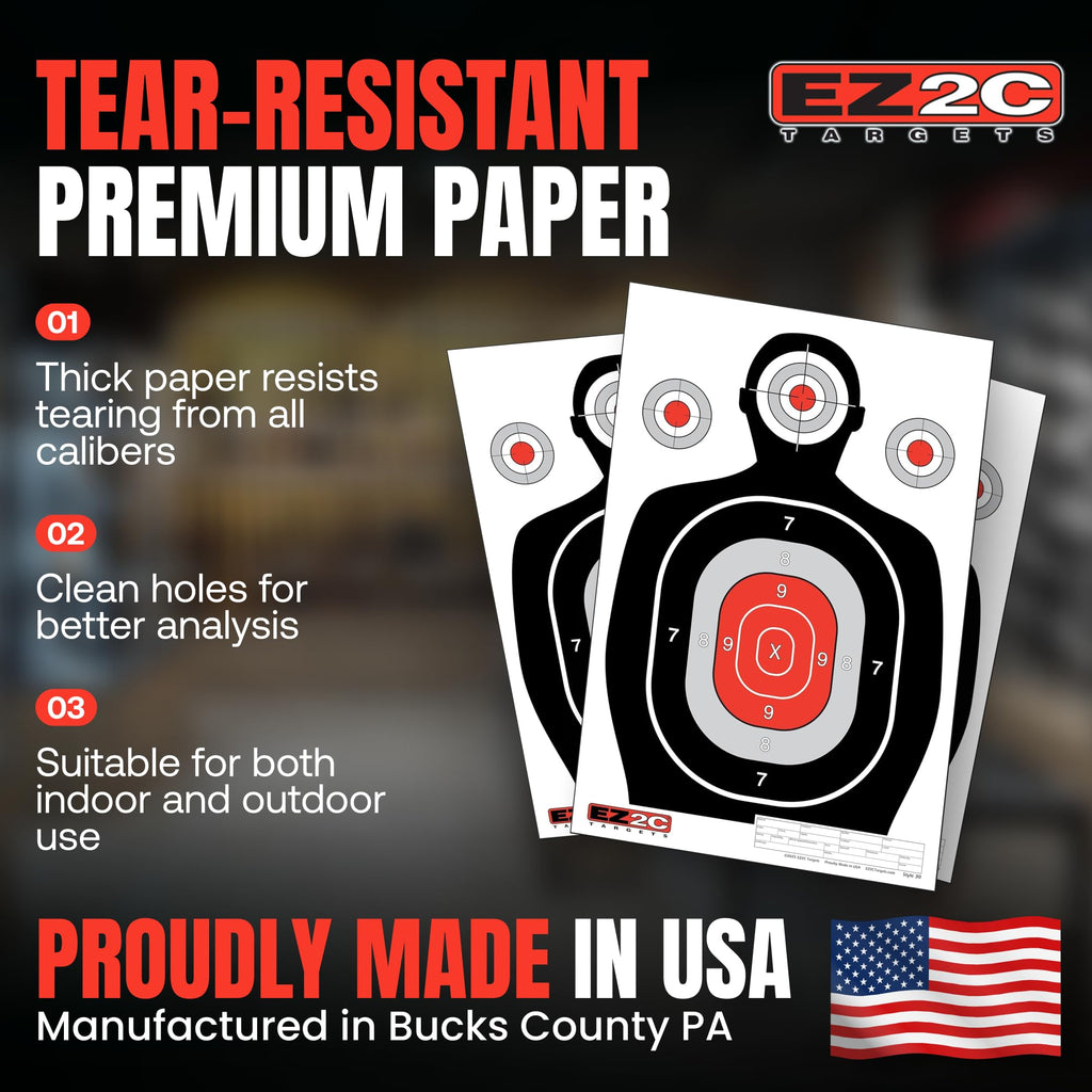 25 EZ2C 12"x18" Silhouette Shooting Target USA MADE Paper Range Targets (Peel-Off Pad of 25)