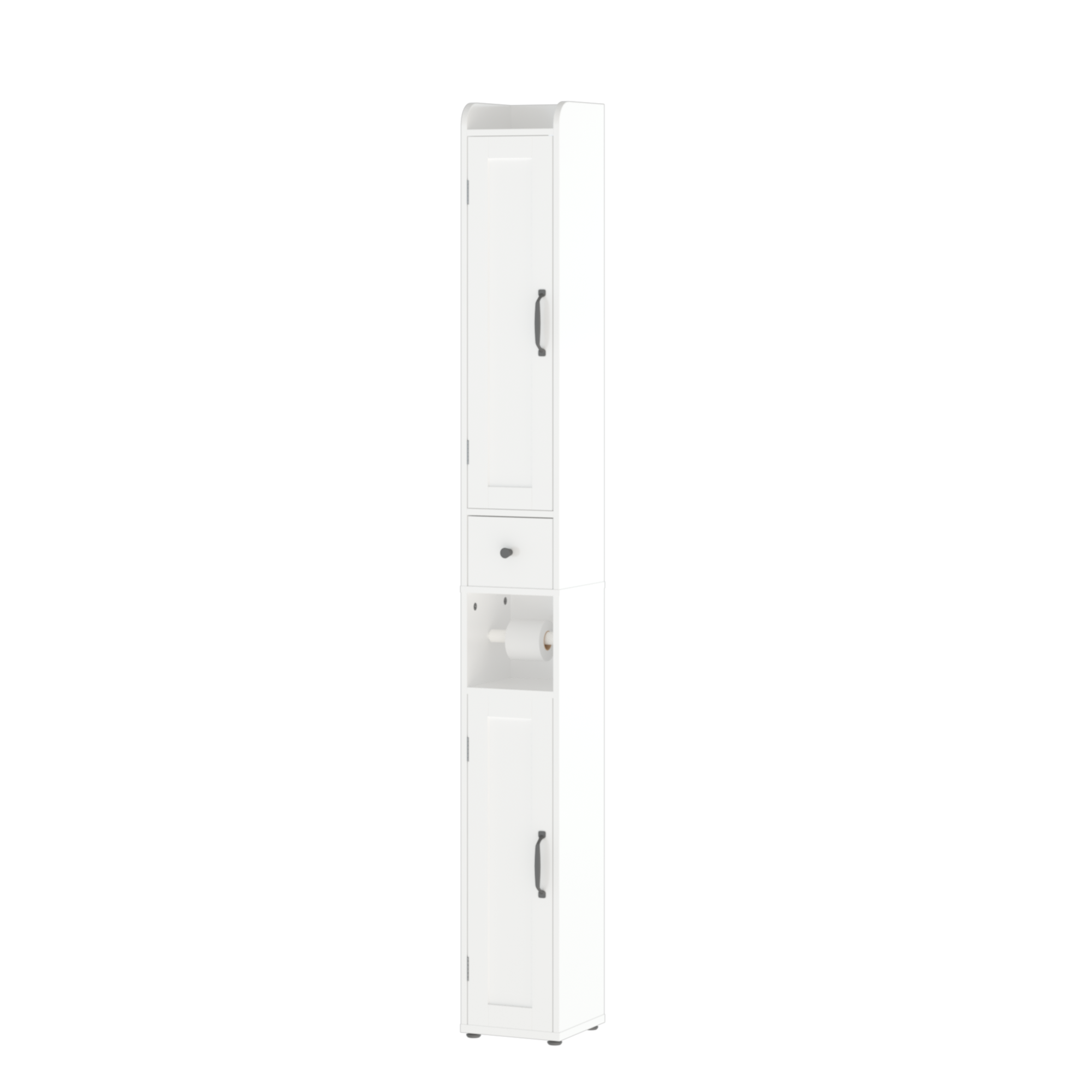White Slim Tall Bathroom Storage Cabinet with Adjustable Shelves, 2 Doors Freestanding Cabinet for Small Spaces, Kitchen, Living Room, MDF Material, 67.51 inches High