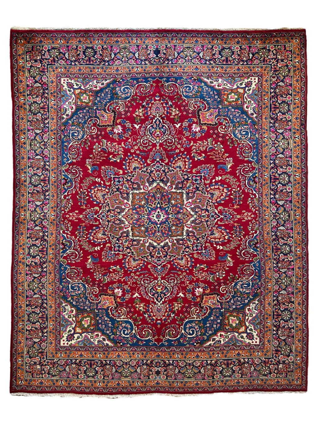 Elegant Mint Vintage 1960's Hand Knotted Veggie Dye Khorasan Area Rug 9’7” x 12’9”