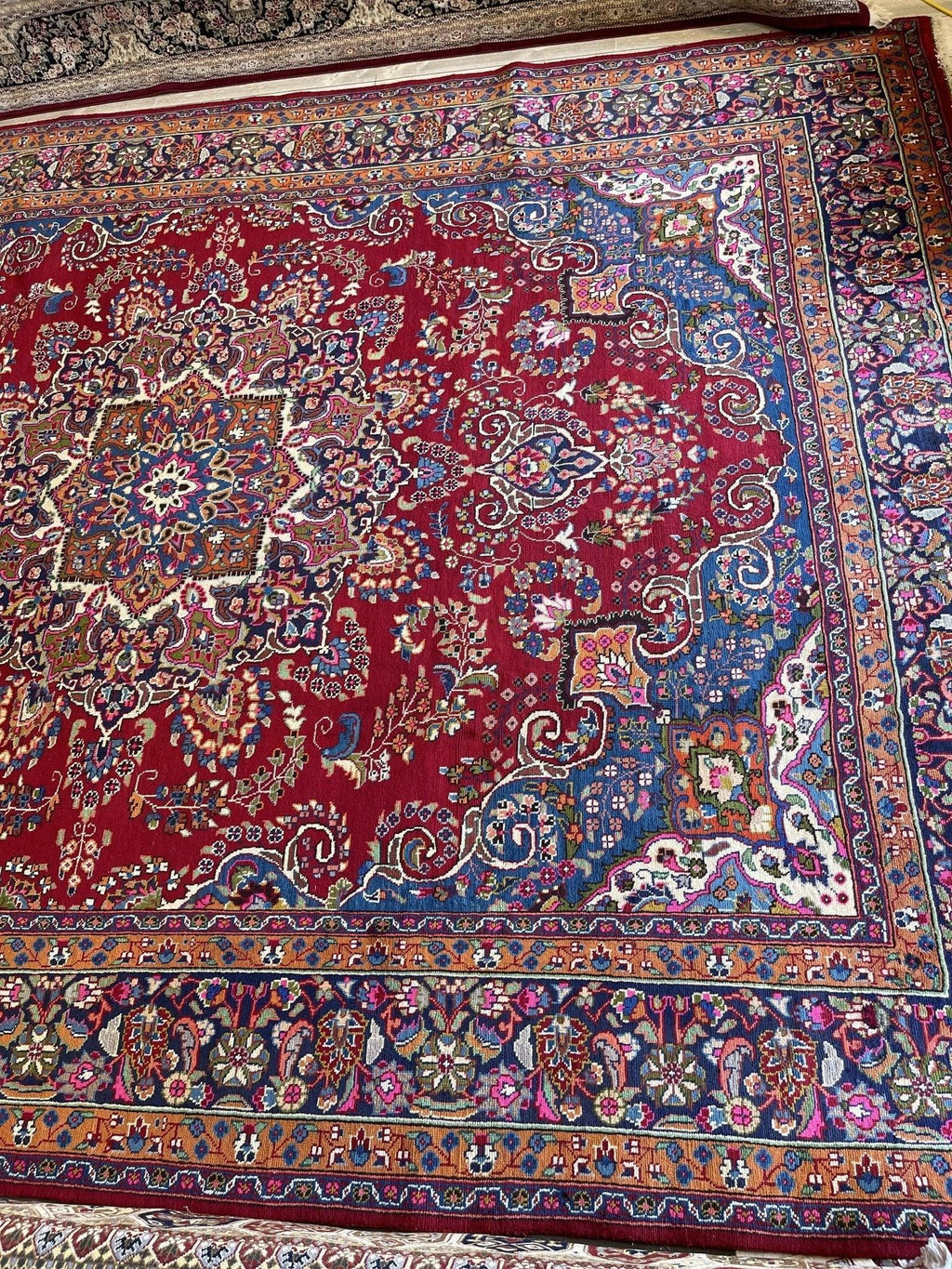 Elegant Mint Vintage 1960's Hand Knotted Veggie Dye Khorasan Area Rug 9’7” x 12’9”
