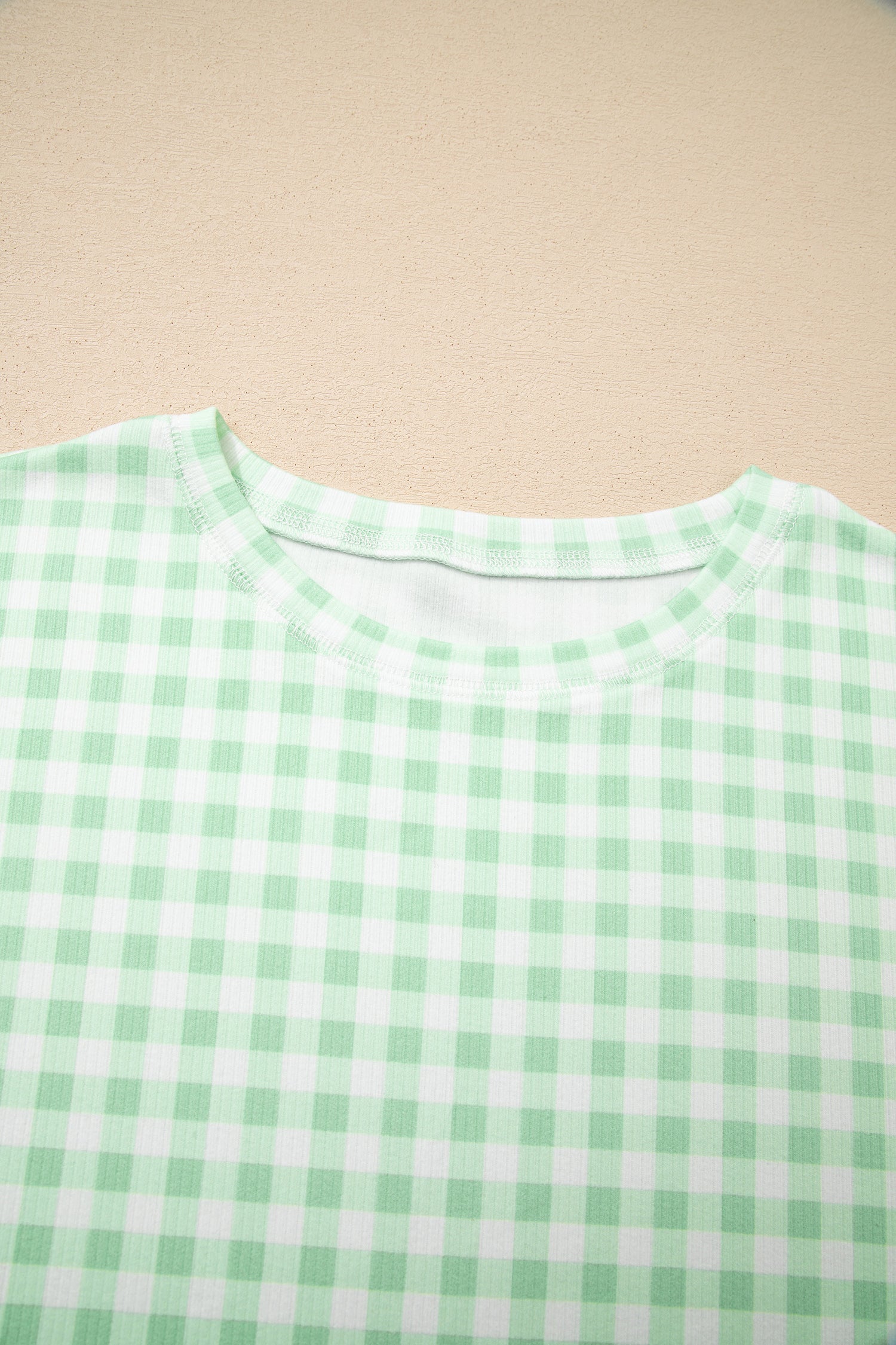 Gingham Long Sleeve Top and Shorts Set
