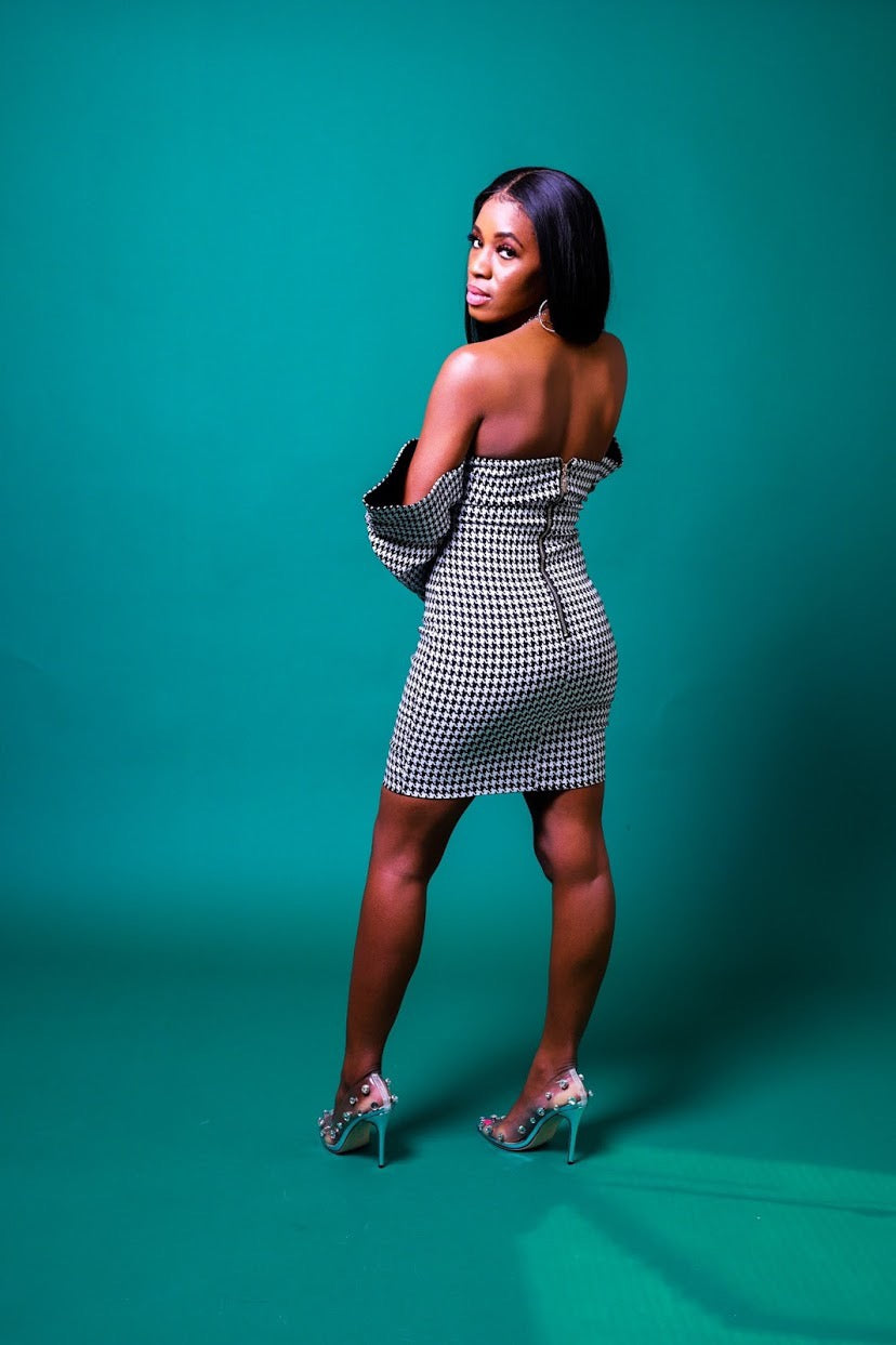 Privilege Houndstooth Dress