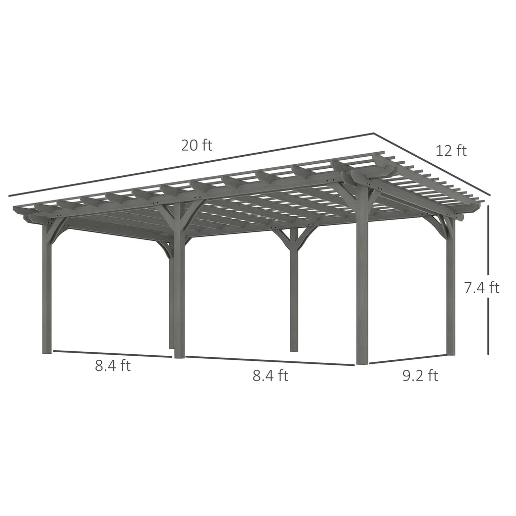 12x20 ft Wooden Pergola – Large Fir Wood Pergola Gazebo for Backyard, Garden & Deck, Gray Heavy-Duty Grape Tre