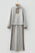 Stripe Patchwork Quarter-Zip Pullover and Pant Set