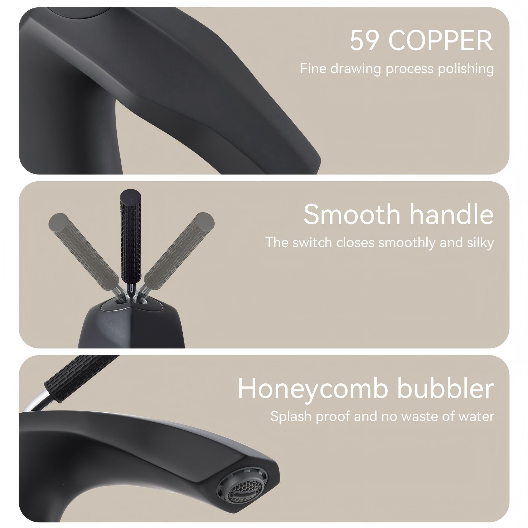 Matte Black Single Handle Basin Faucet | Brass, 7.99 in.