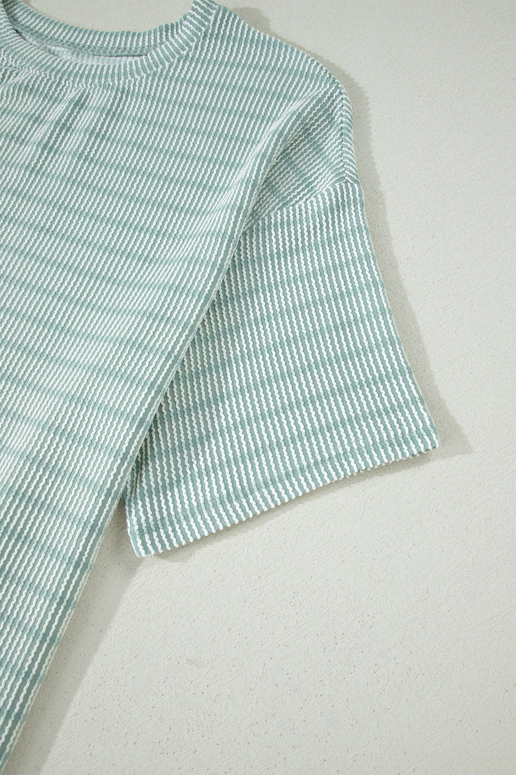 Stripe Ribbed Loose Tee & Drawstring Short Set