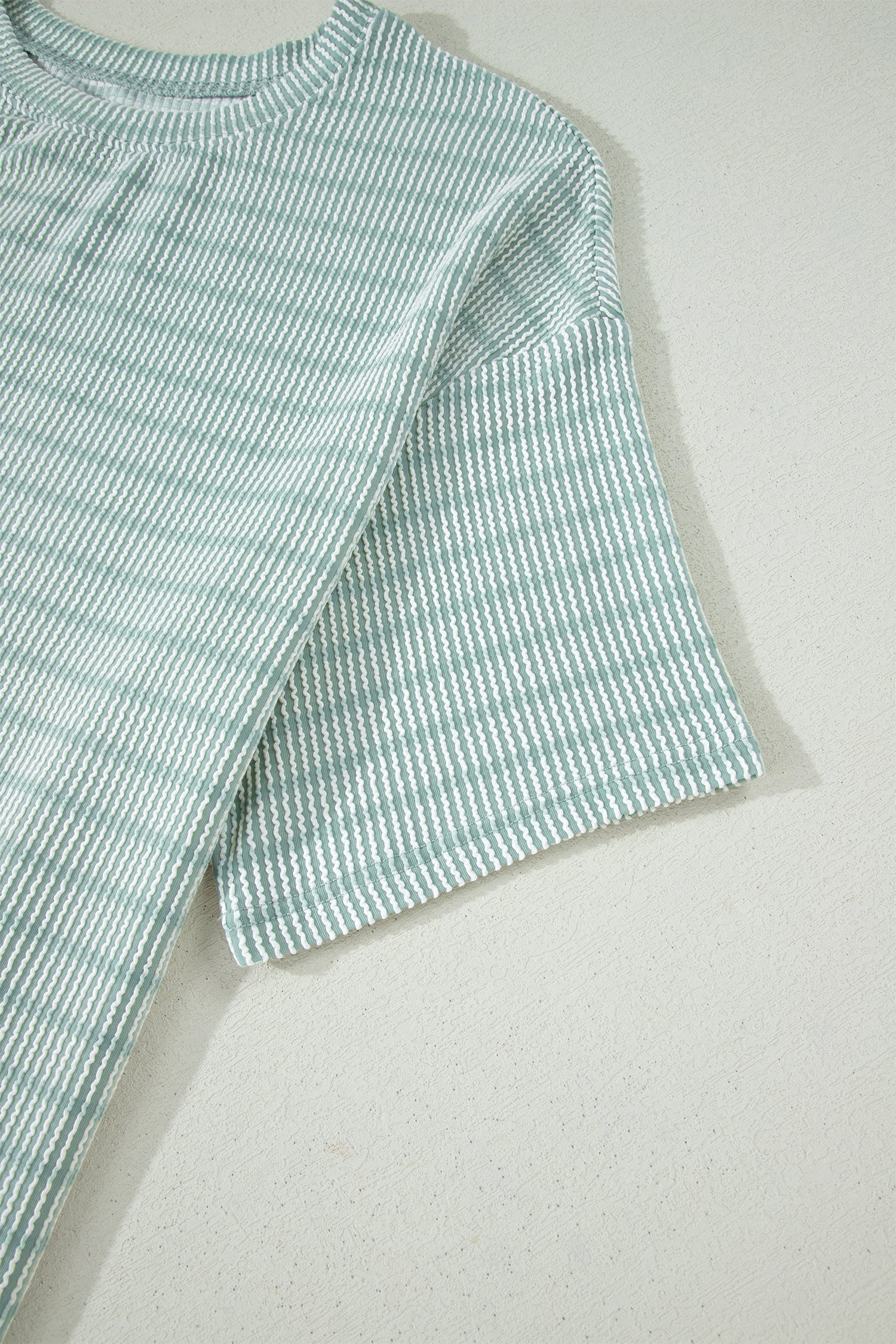 Stripe Ribbed Loose Tee & Drawstring Short Set