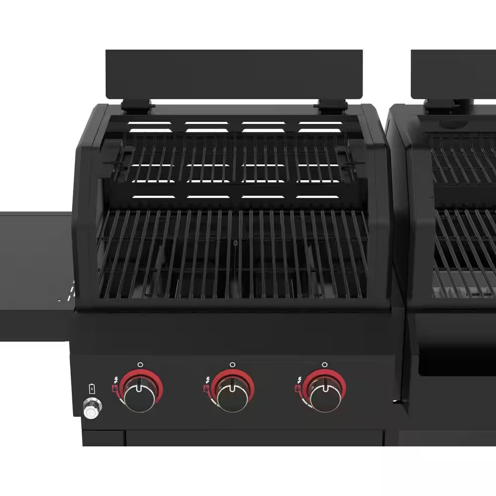 Oakford 1150 Pro Grill Smoker Combo, 3 Burner Gas + Offset Charcoal Smoker