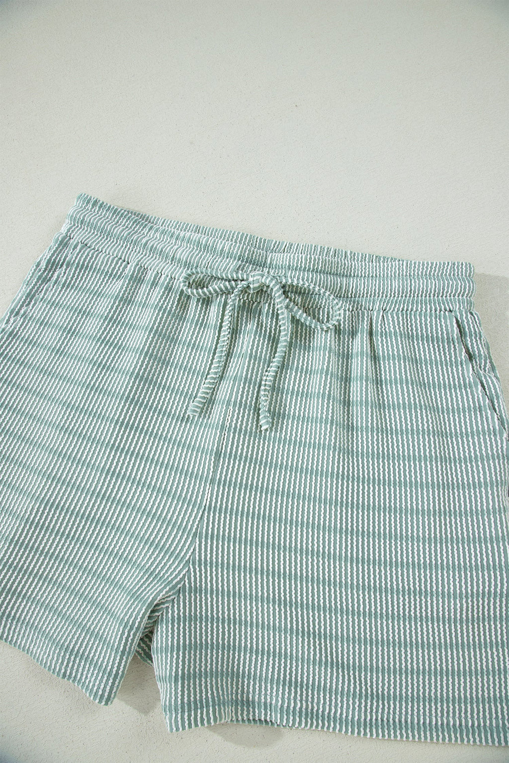 Stripe Ribbed Loose Tee & Drawstring Short Set