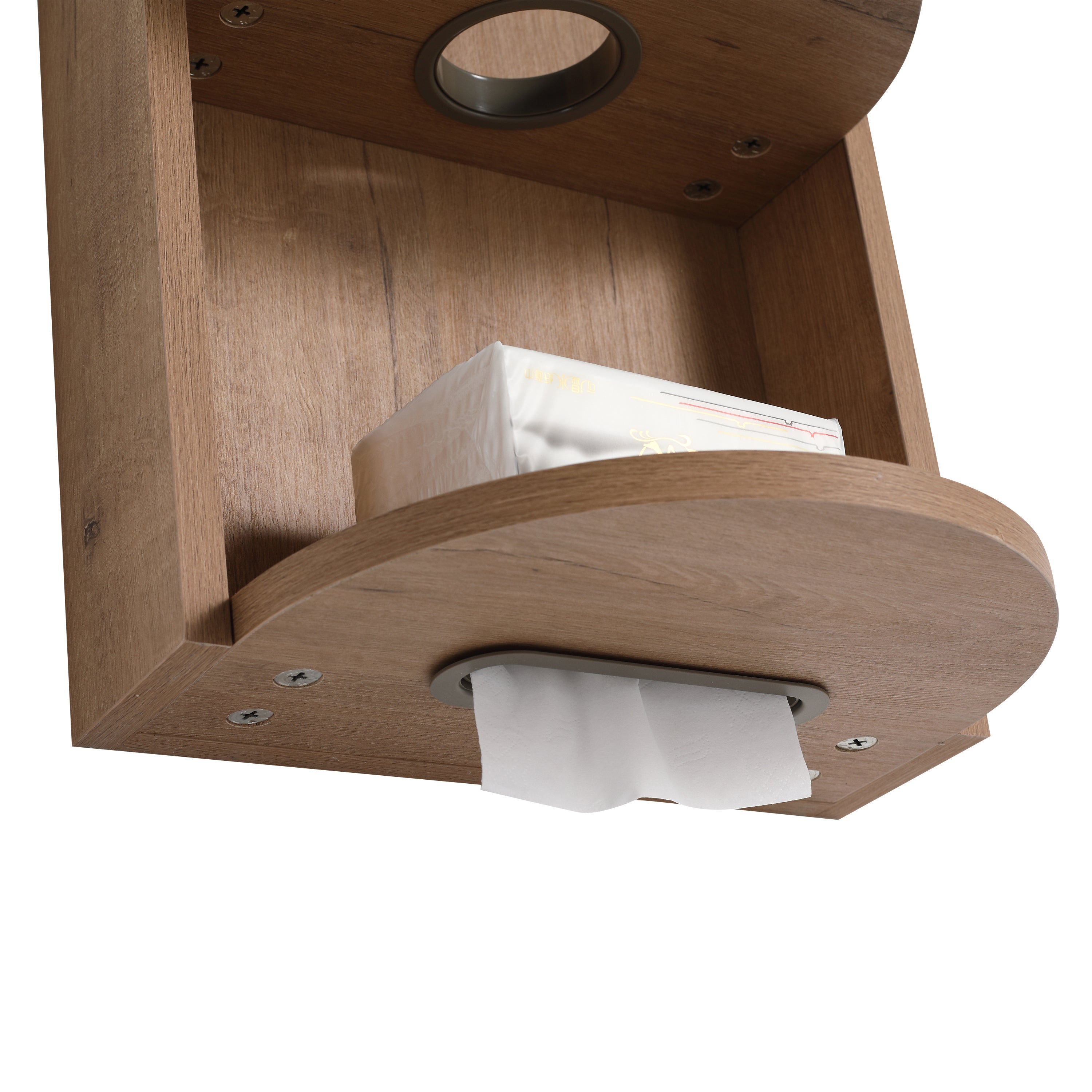 Modern Bathroom Wall-Mounted Storage Rack with Floating Design in Imitative Oak Plywood, 12 Inches
