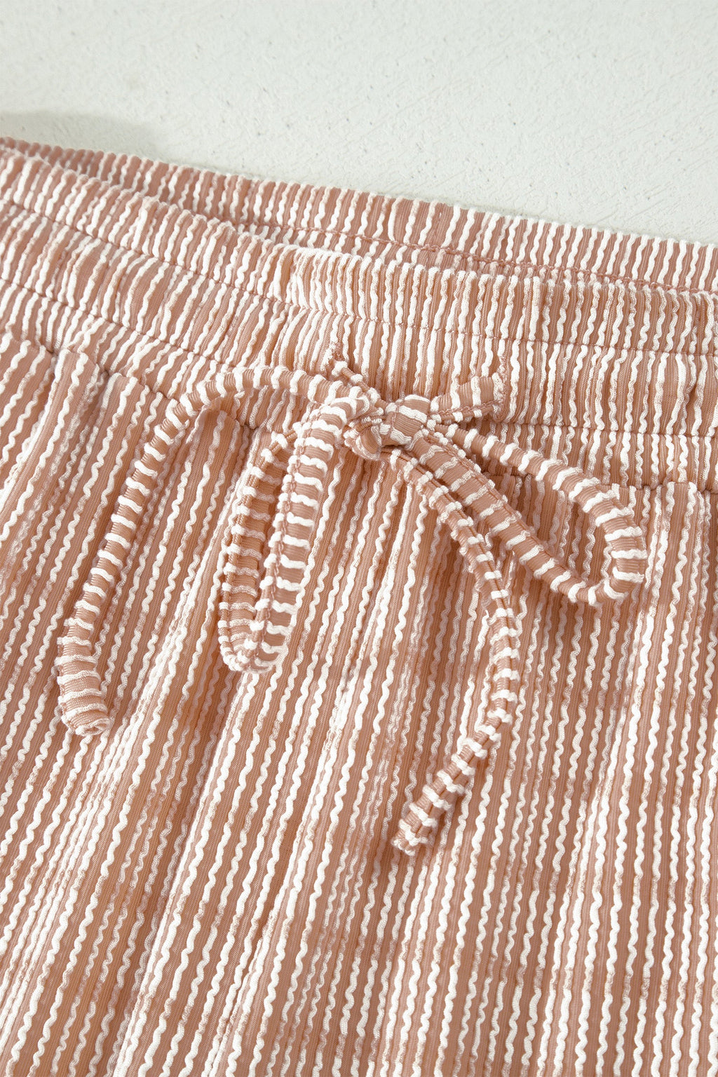 Stripe Ribbed Loose Tee & Drawstring Short Set