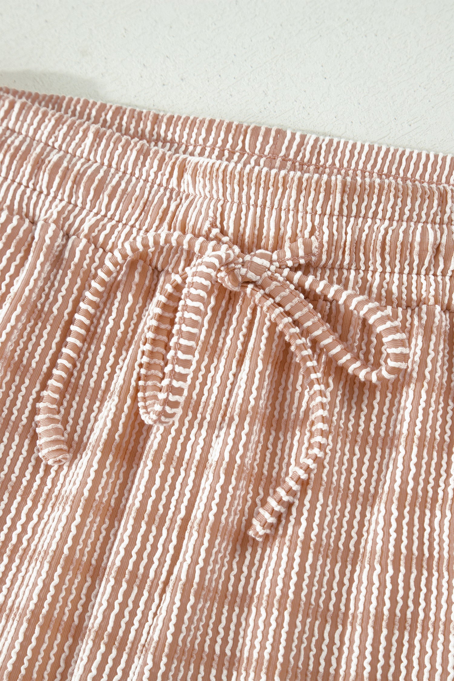 Stripe Ribbed Loose Tee & Drawstring Short Set