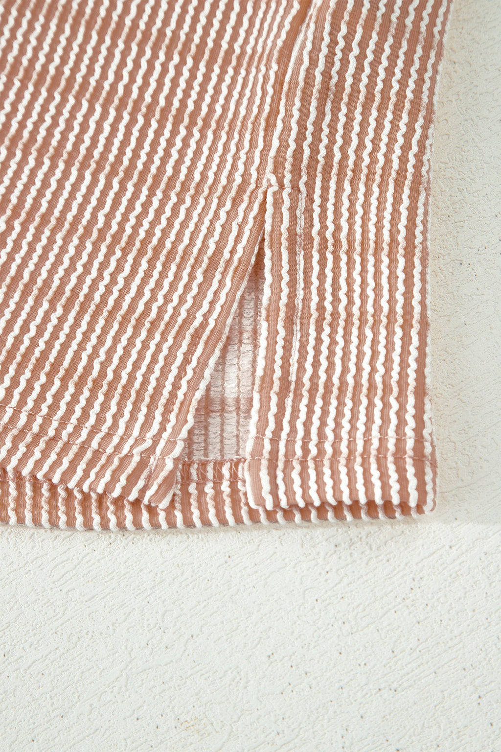 Stripe Ribbed Loose Tee & Drawstring Short Set
