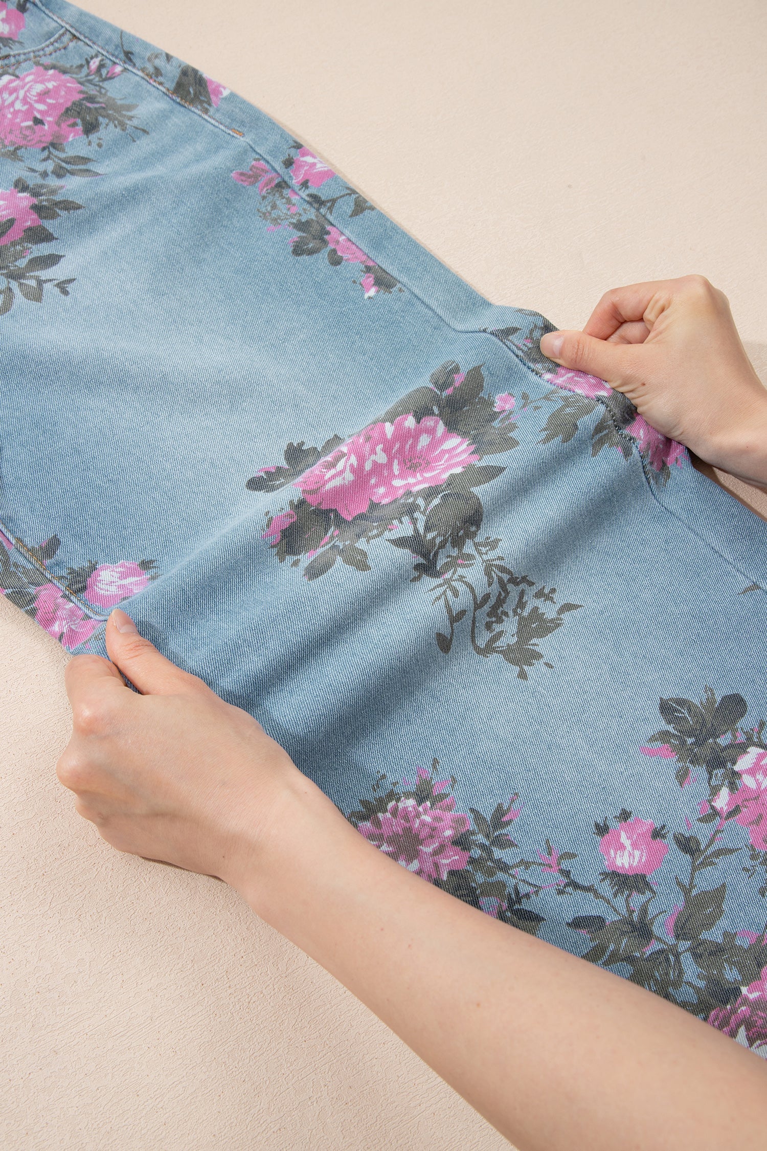 Floral Denim Wide Leg Jeans