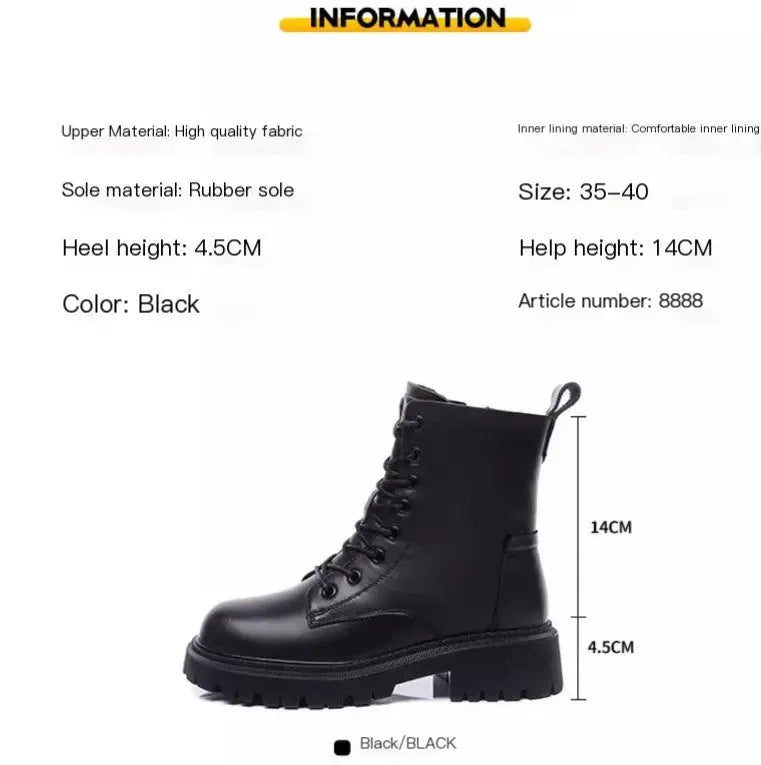 Black Leather Winter Boots for Women | British Martin Style