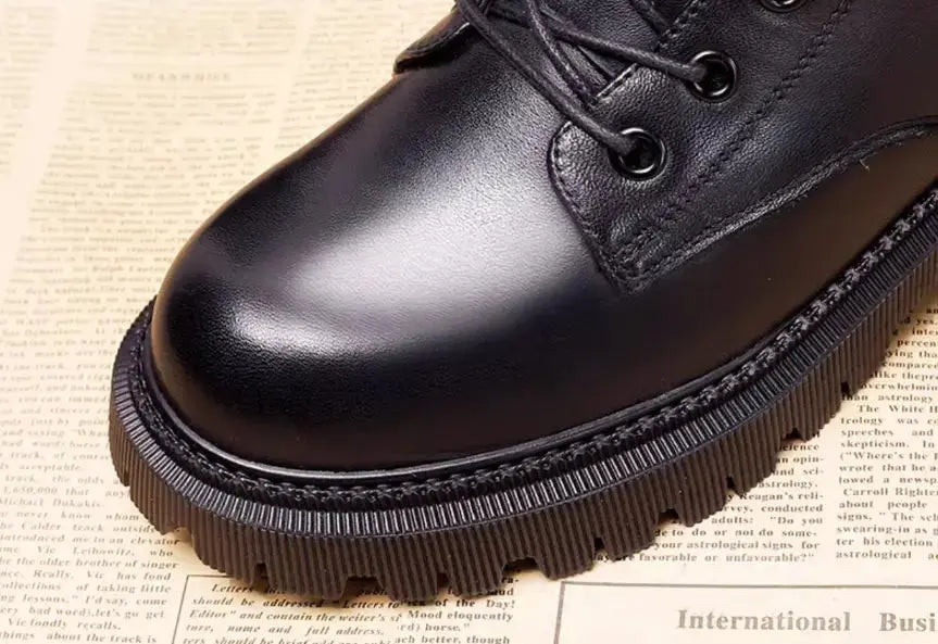 Black Leather Winter Boots for Women | British Martin Style