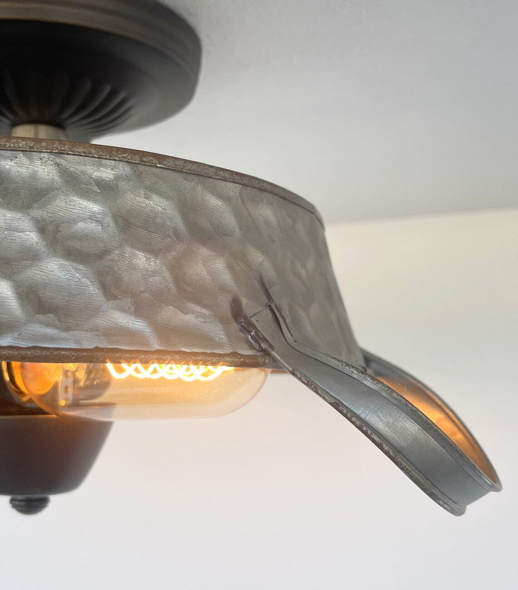 Flat Rustic Tub Ceiling Light Galvanized Beehive