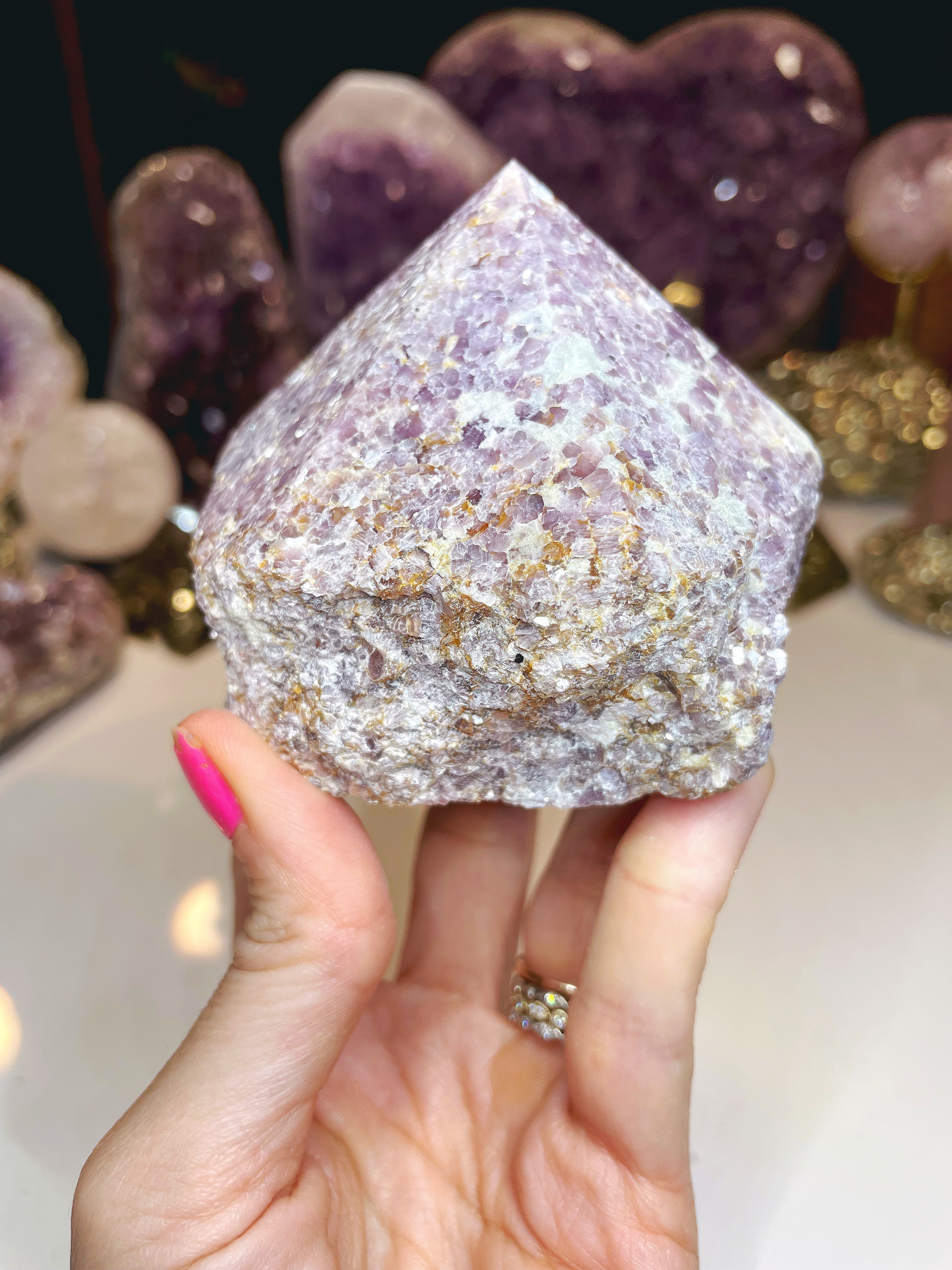 Lepidolite Semi Polished Point