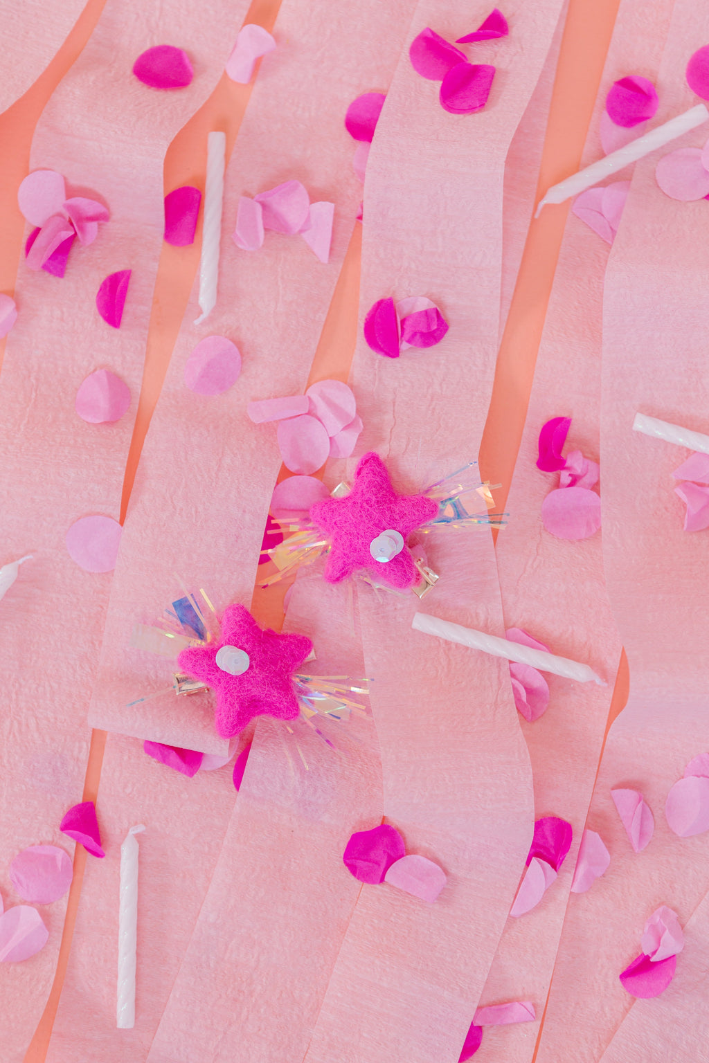 Hot Pink Star Sequin Pigtail Clips