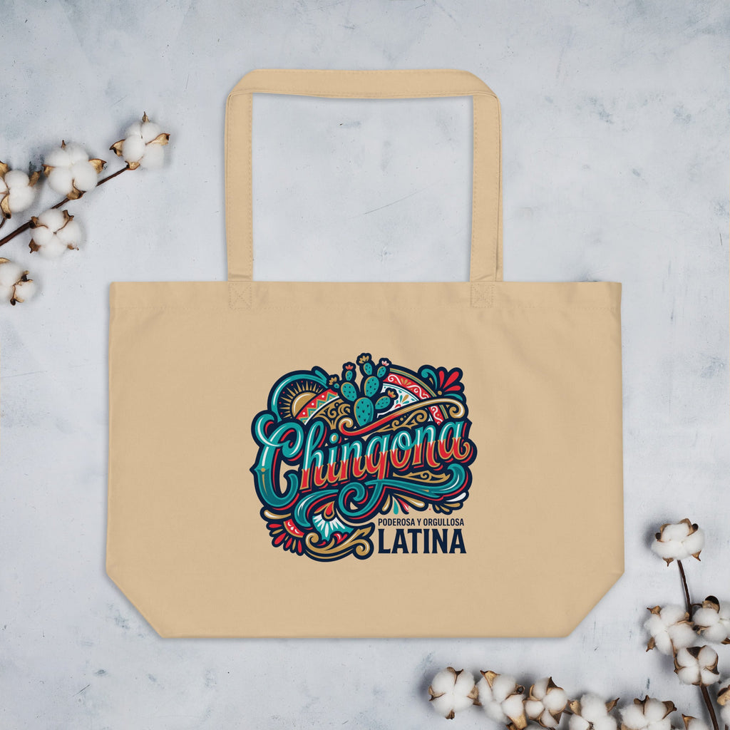 Chingona/ Shes bada$$ Large organic tote bag
