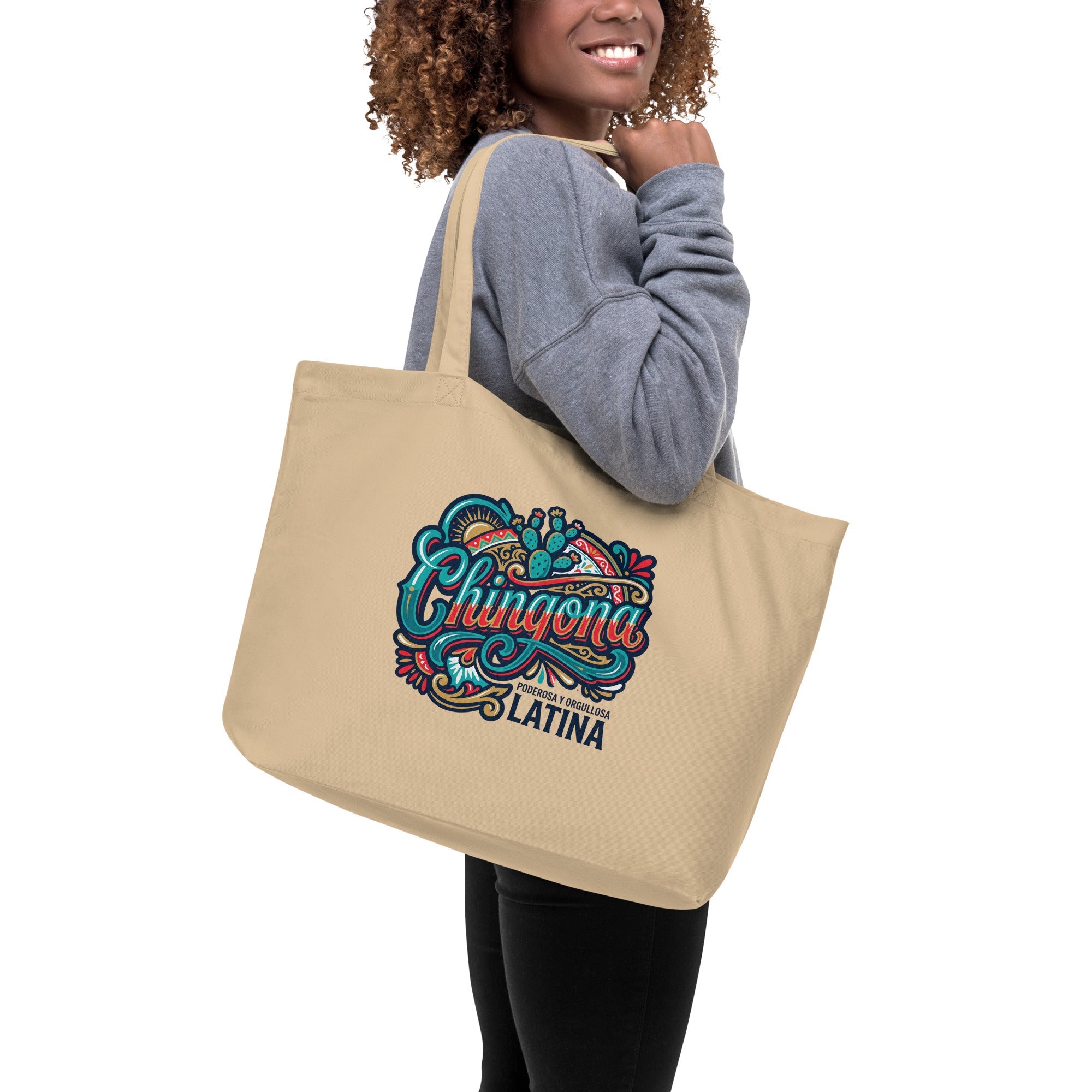 Chingona/ Shes bada$$ Large organic tote bag