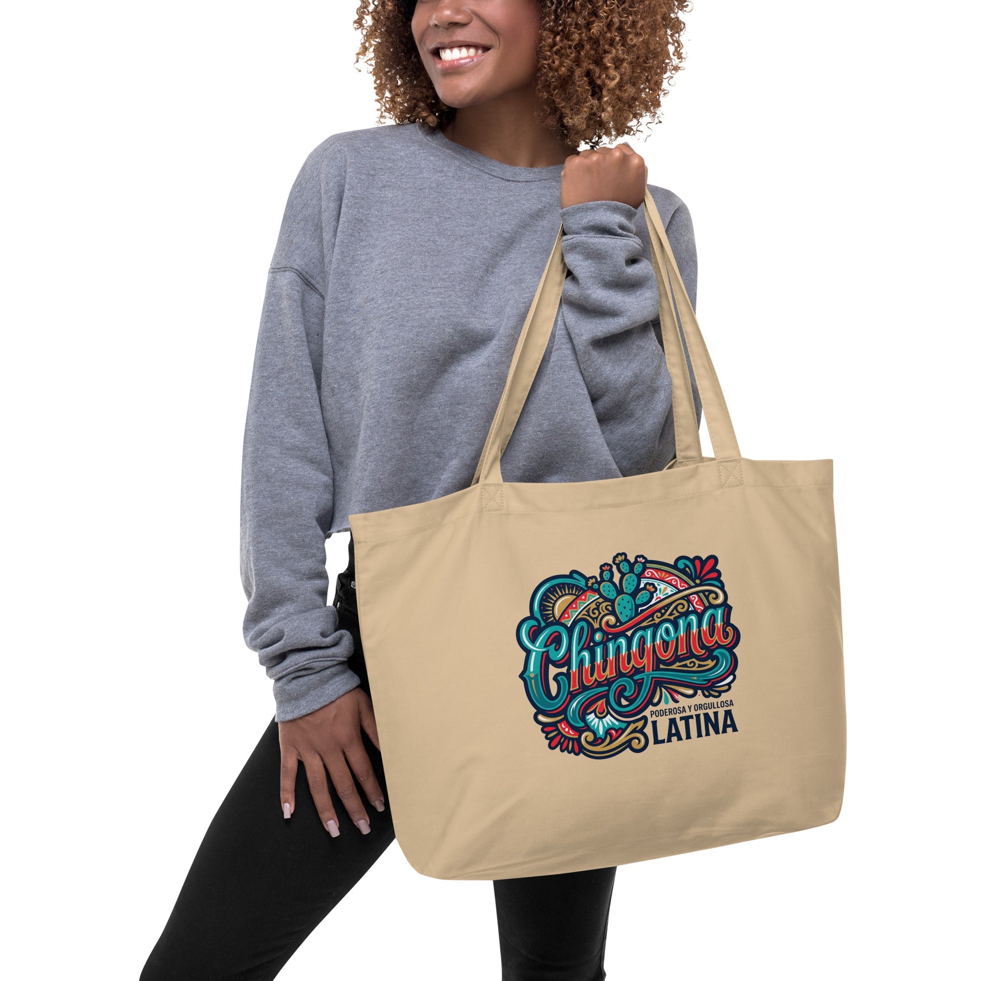 Chingona/ Shes bada$$ Large organic tote bag