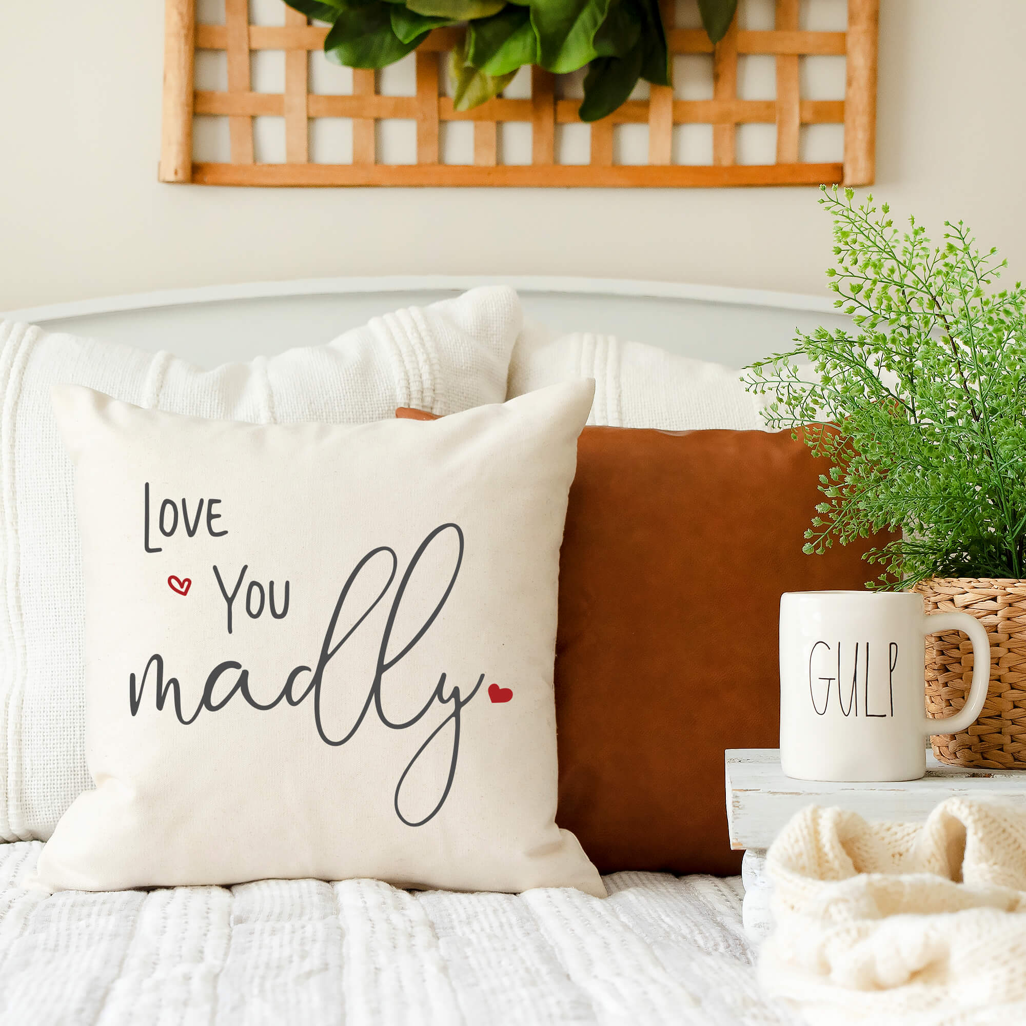 Love You Madly Valentine's Day Pillow Cover 18x18