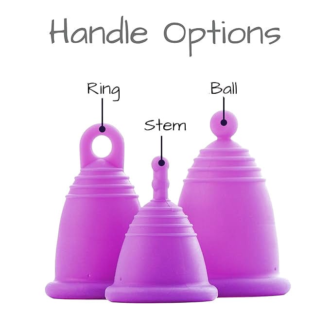 Menstrual Cup Beginner Kit with Steamer - PURPLE Cup - Ring, Ball or Stem