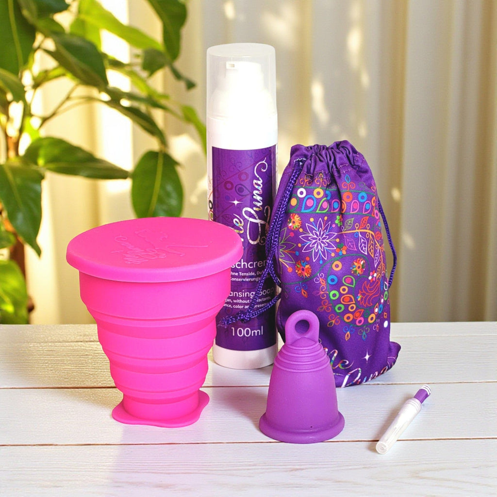 Menstrual Cup Starter Kit by MeLuna- Microwave Sterilizer PURPLE Cup