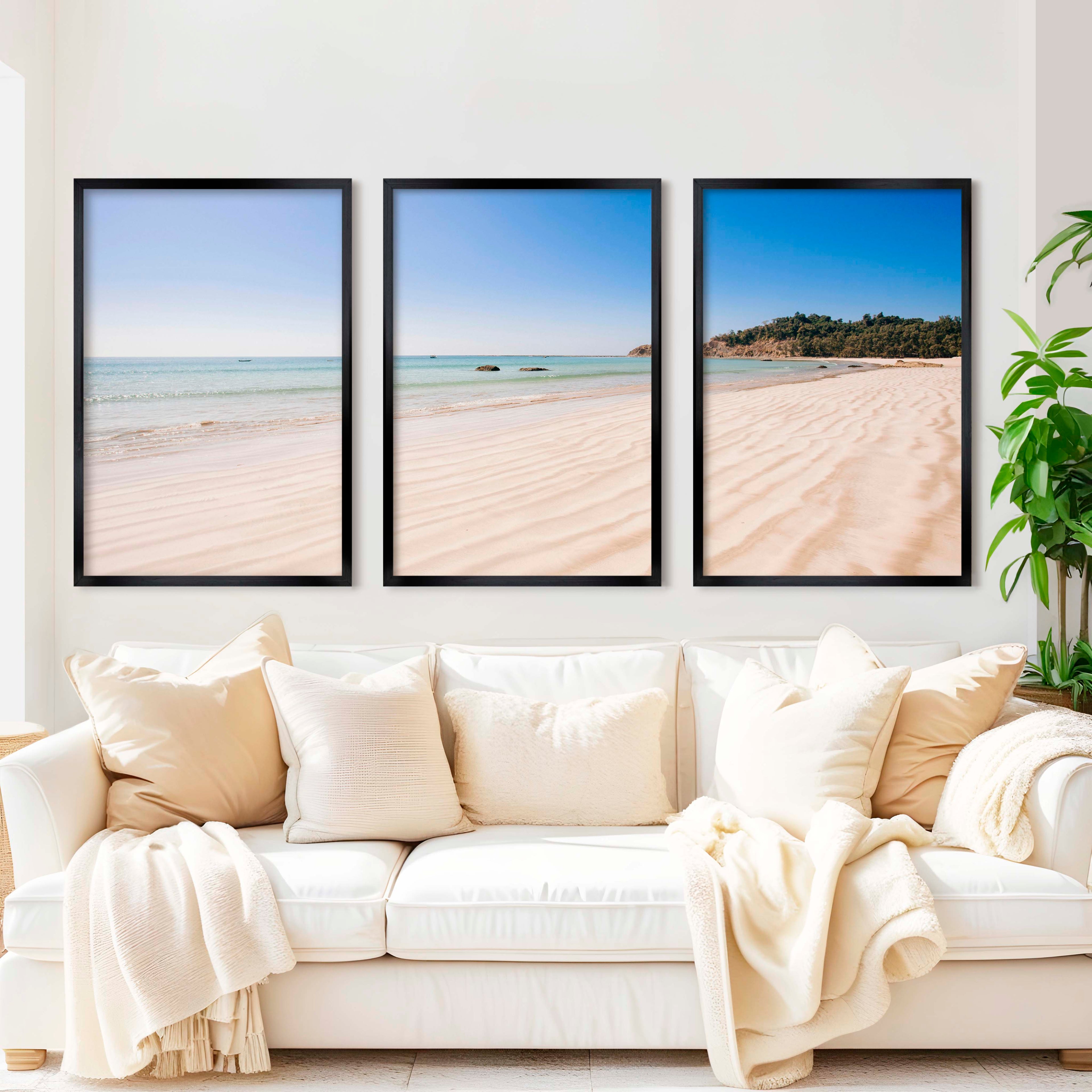 Minimal Coastal Wall Art – Open Beach and Sea Horizon