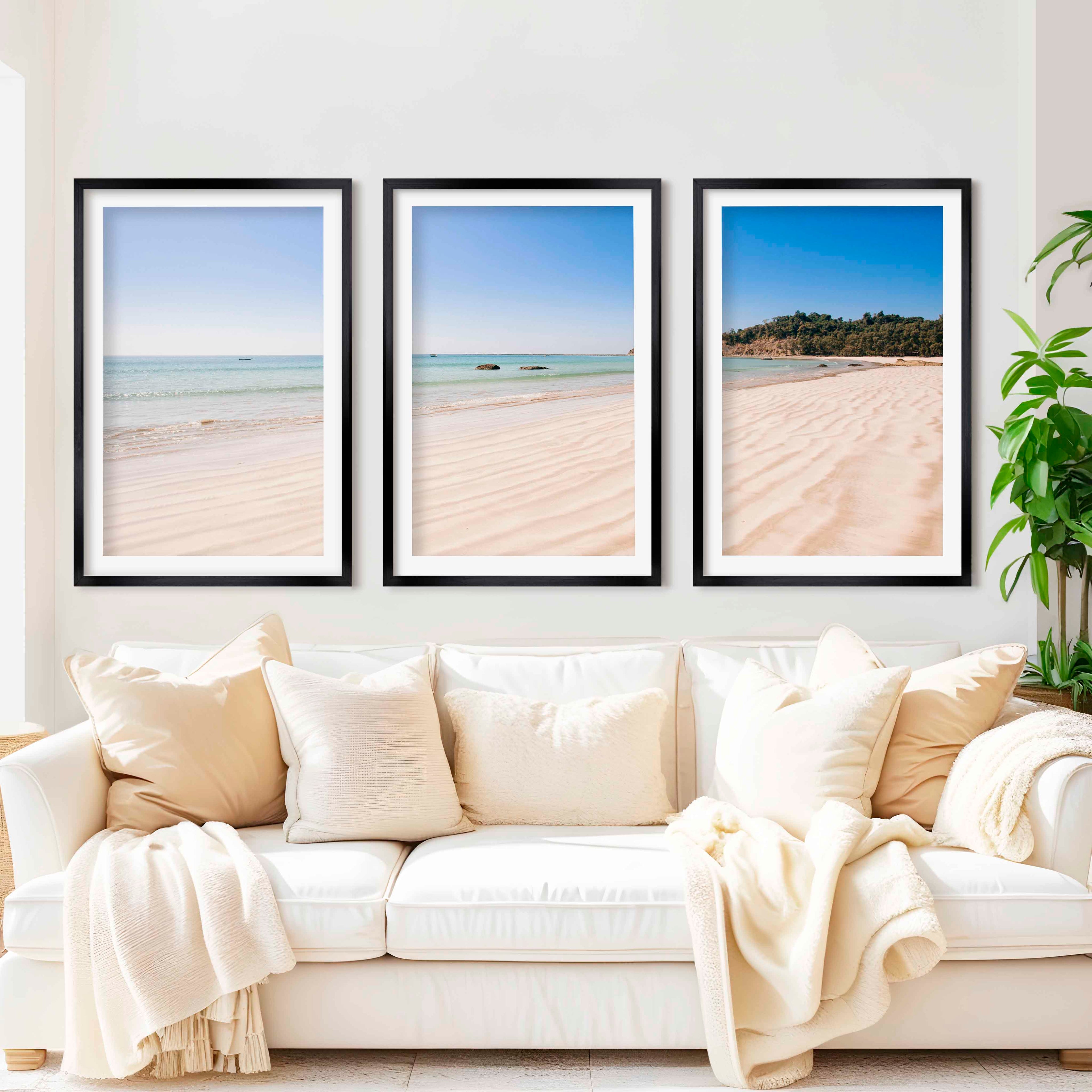 Minimal Coastal Wall Art – Open Beach and Sea Horizon