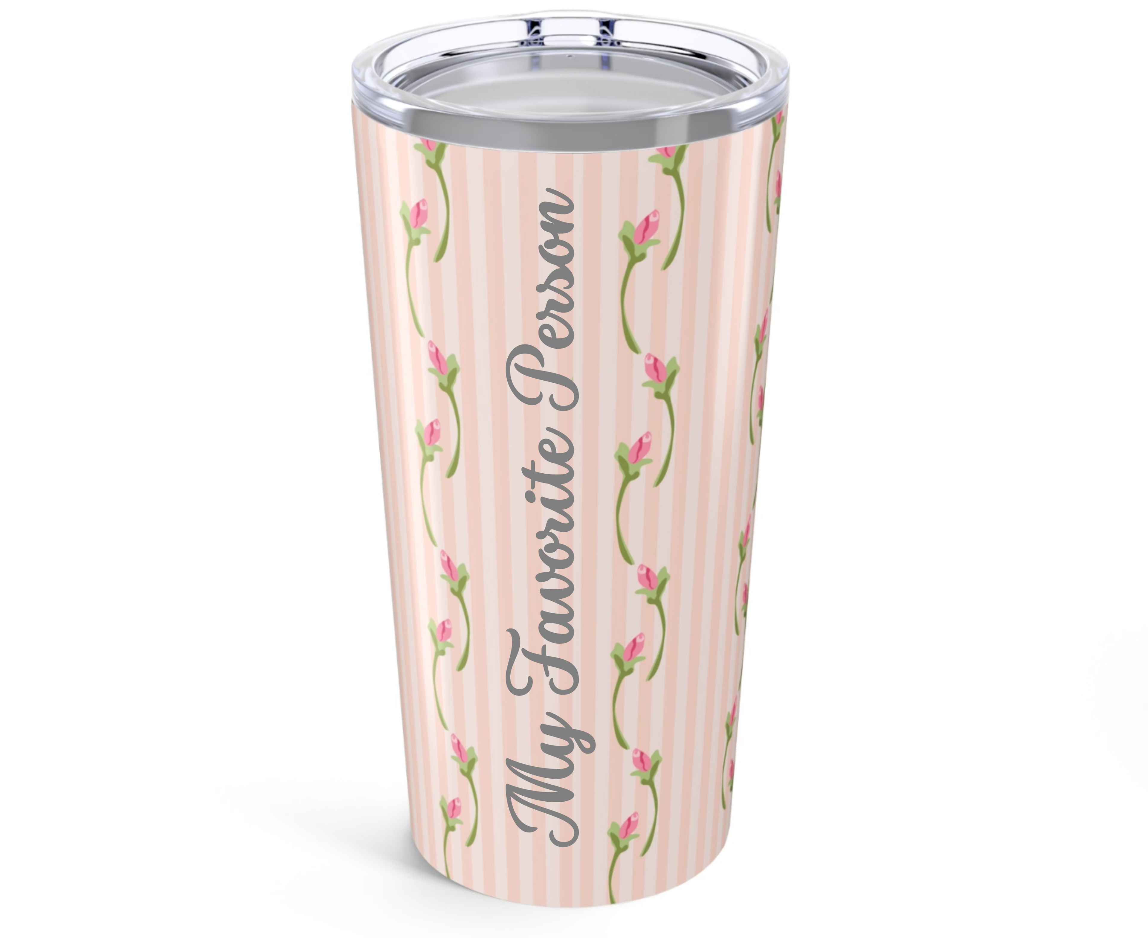 Customizable: Floral Striped Tumbler | 20oz Travel Mug | Perfect Gift for Mother's Day, Weddings, Tea Lovers, Spring Decor