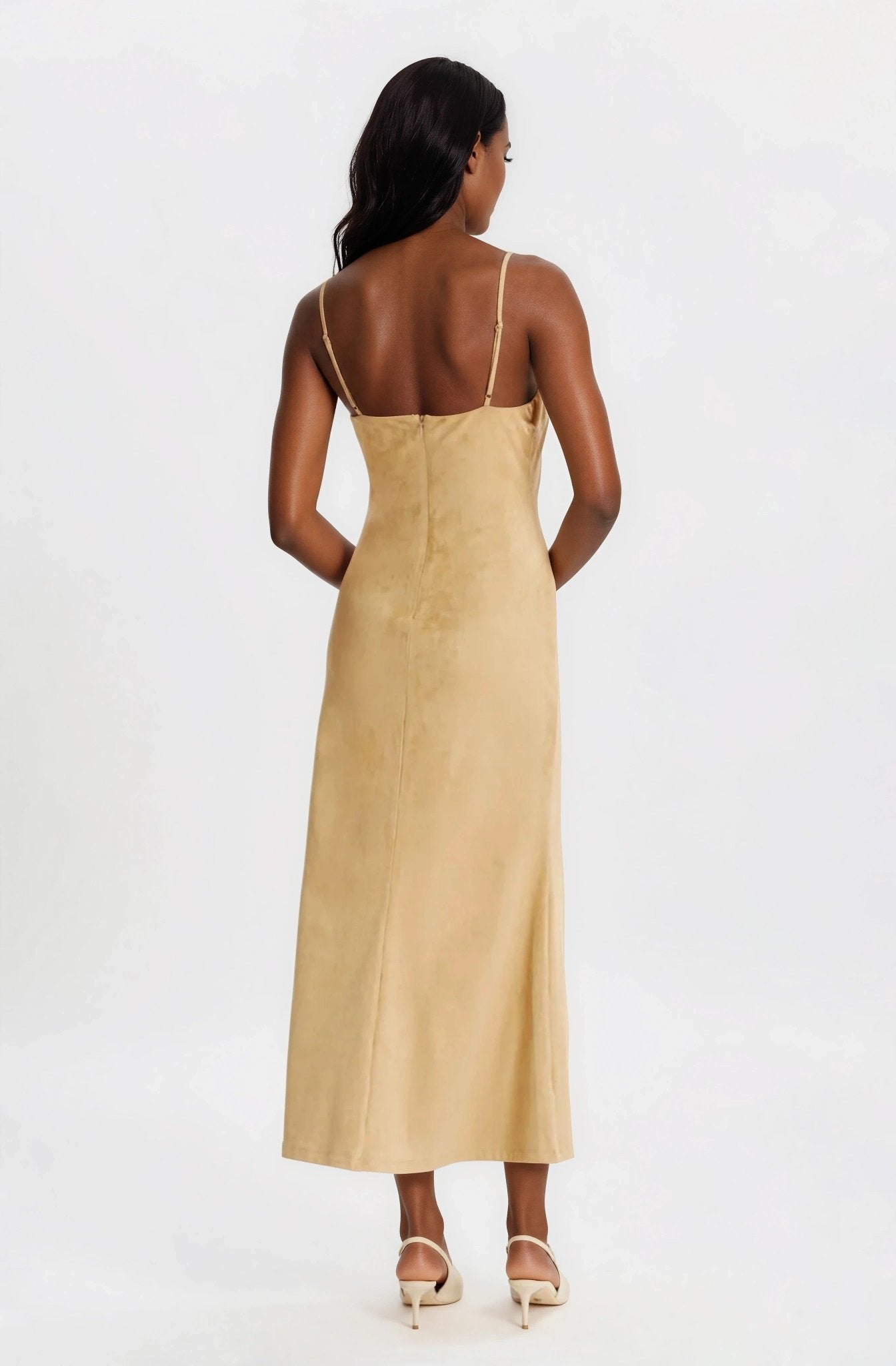 Nadira Faux Suede Dress – Soft Camel
