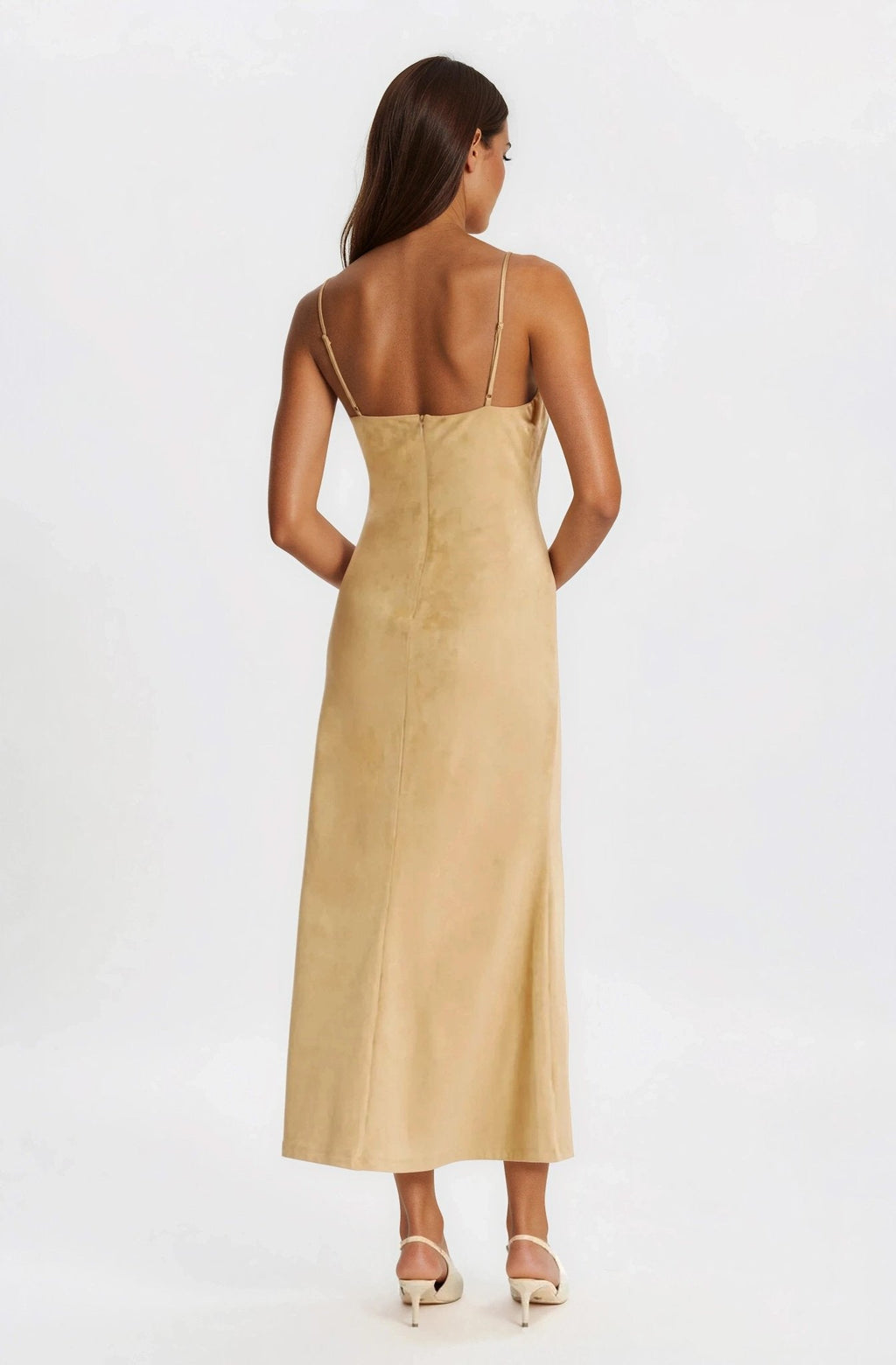 Nadira Faux Suede Dress – Soft Camel