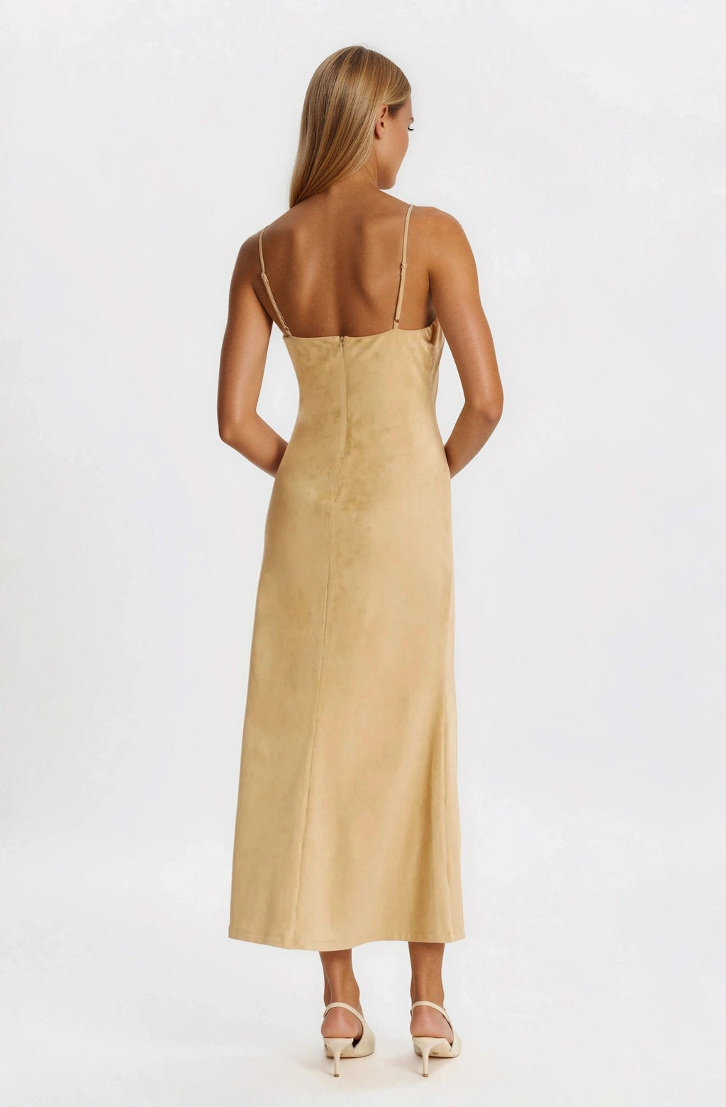 Nadira Faux Suede Dress – Soft Camel