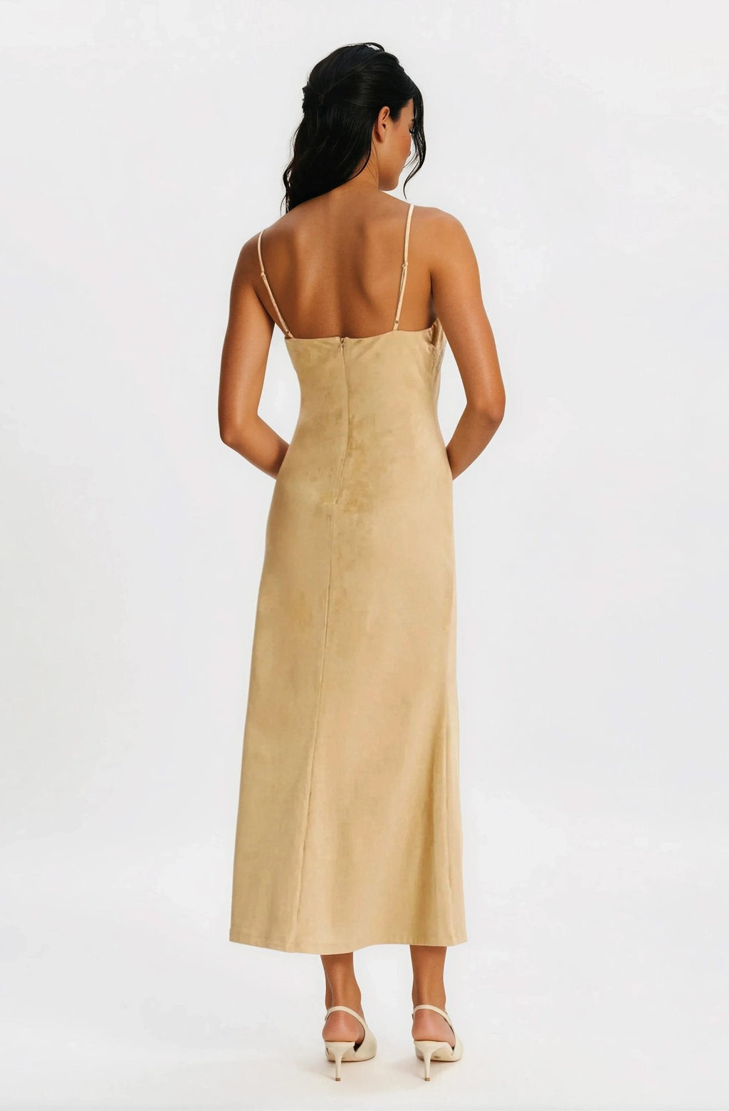 Nadira Faux Suede Dress – Soft Camel