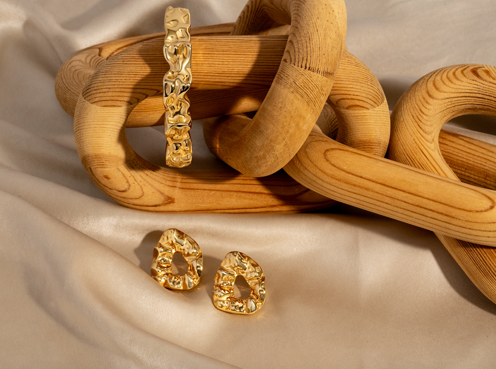 Nathalia Sculpted Hammered Drop Earrings