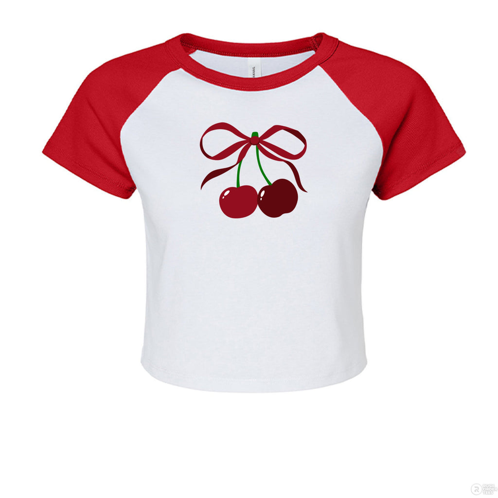 Customizable: Cherry Coquette Ribbed Raglan Baby Tee