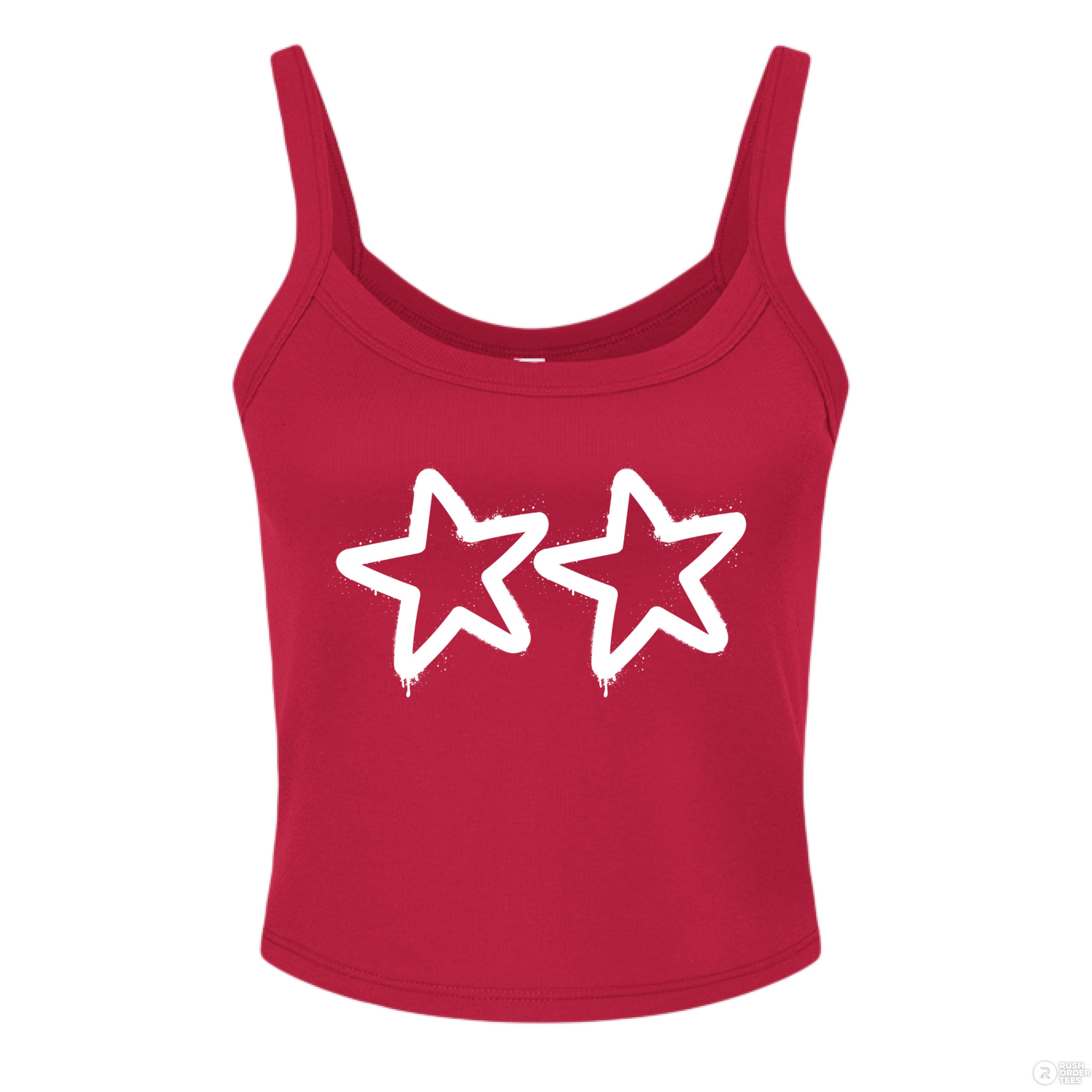 Customizable: 2 White Stars Graffiti Micro-Ribbed Cropped Tank
