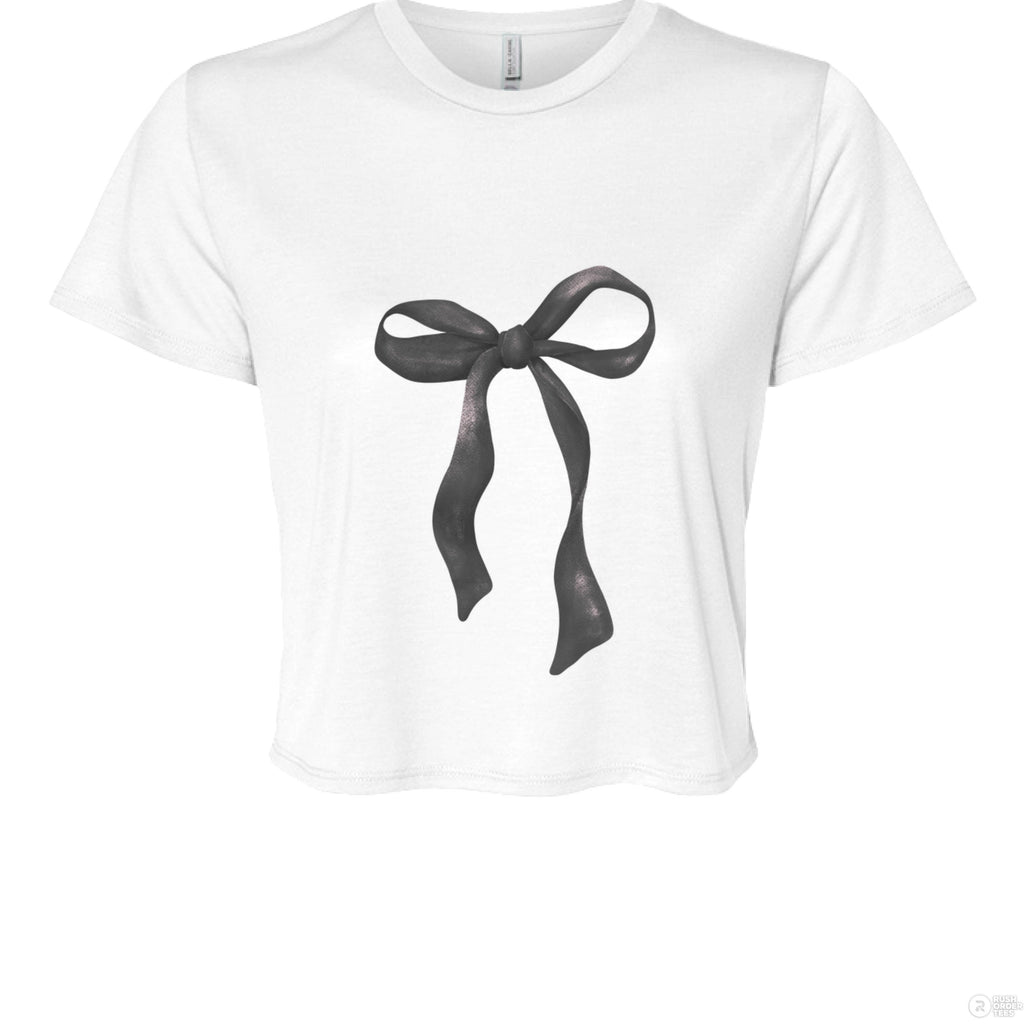 Customizable: Black Coquette Bow Flowy Cropped T-Shirt