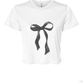 Customizable: Black Coquette Bow Flowy Cropped T-Shirt