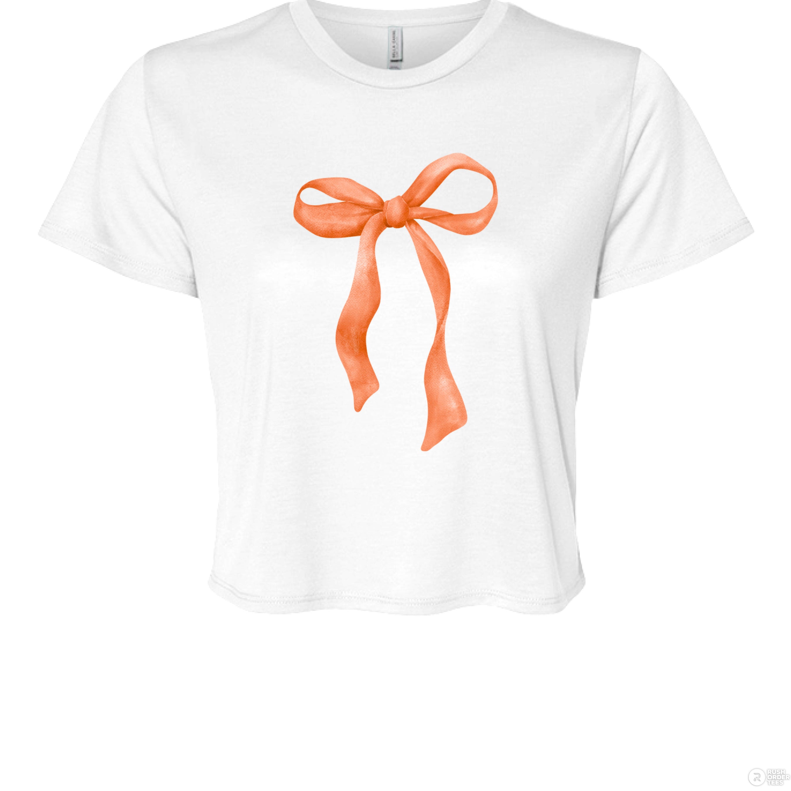Customizable: Orange Coquette Bow Flowy Cropped T-Shirt