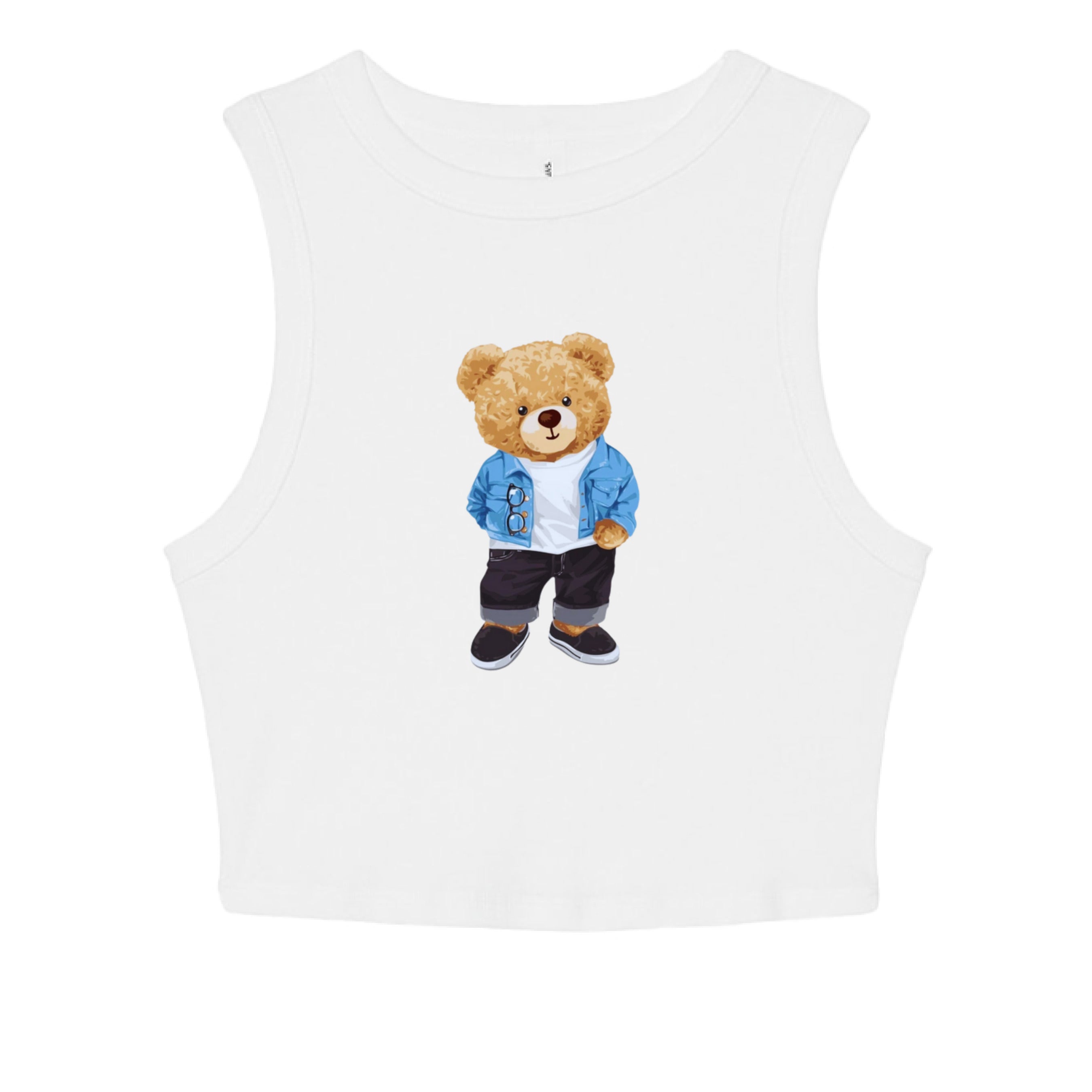 Customizable Cutie Bear Cropped Tank (customizable with Mascot, Logo, or Any Image)