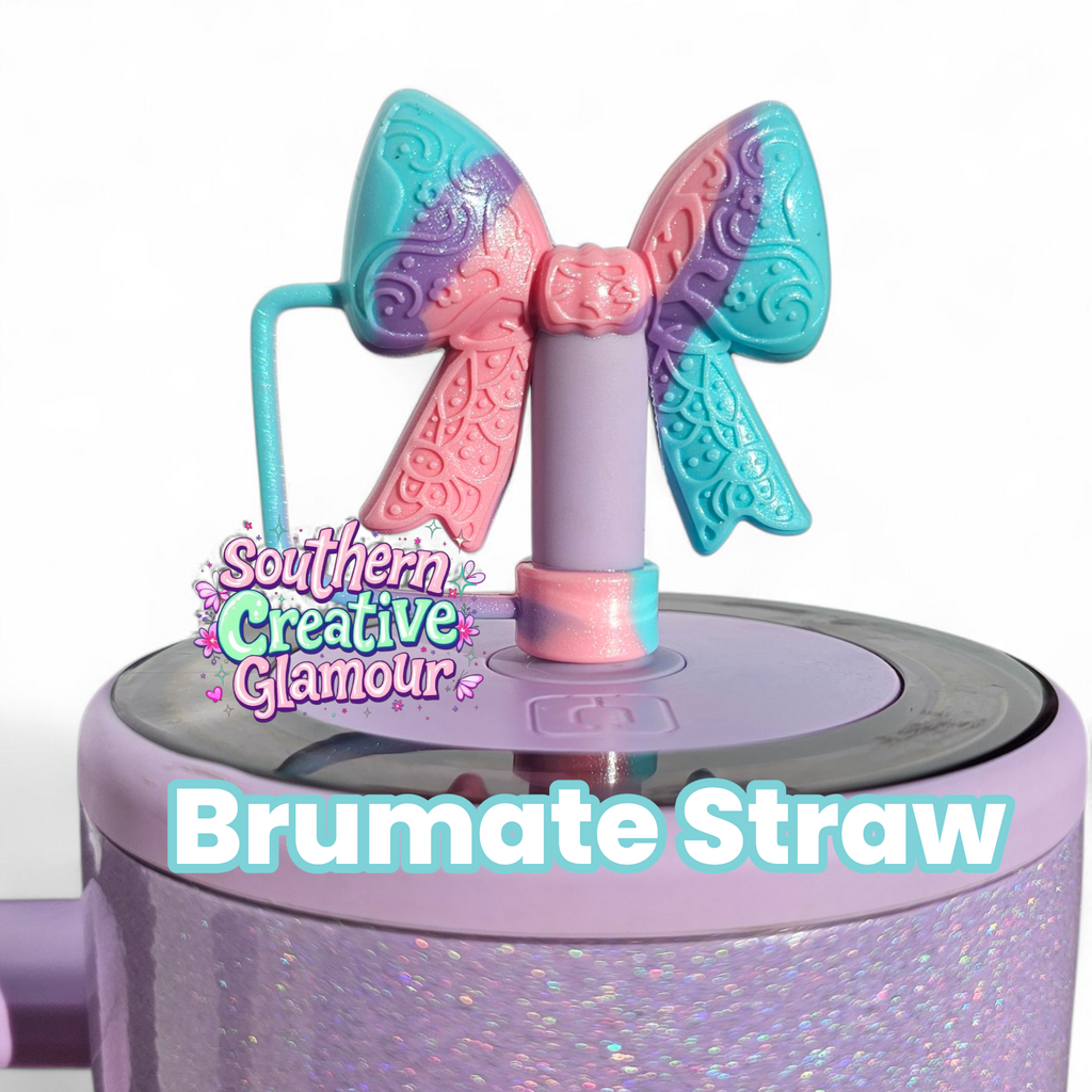 Paisley Princess 3D Bow Silicone 10mm Straw Topper | Metallic Blue Shimmer