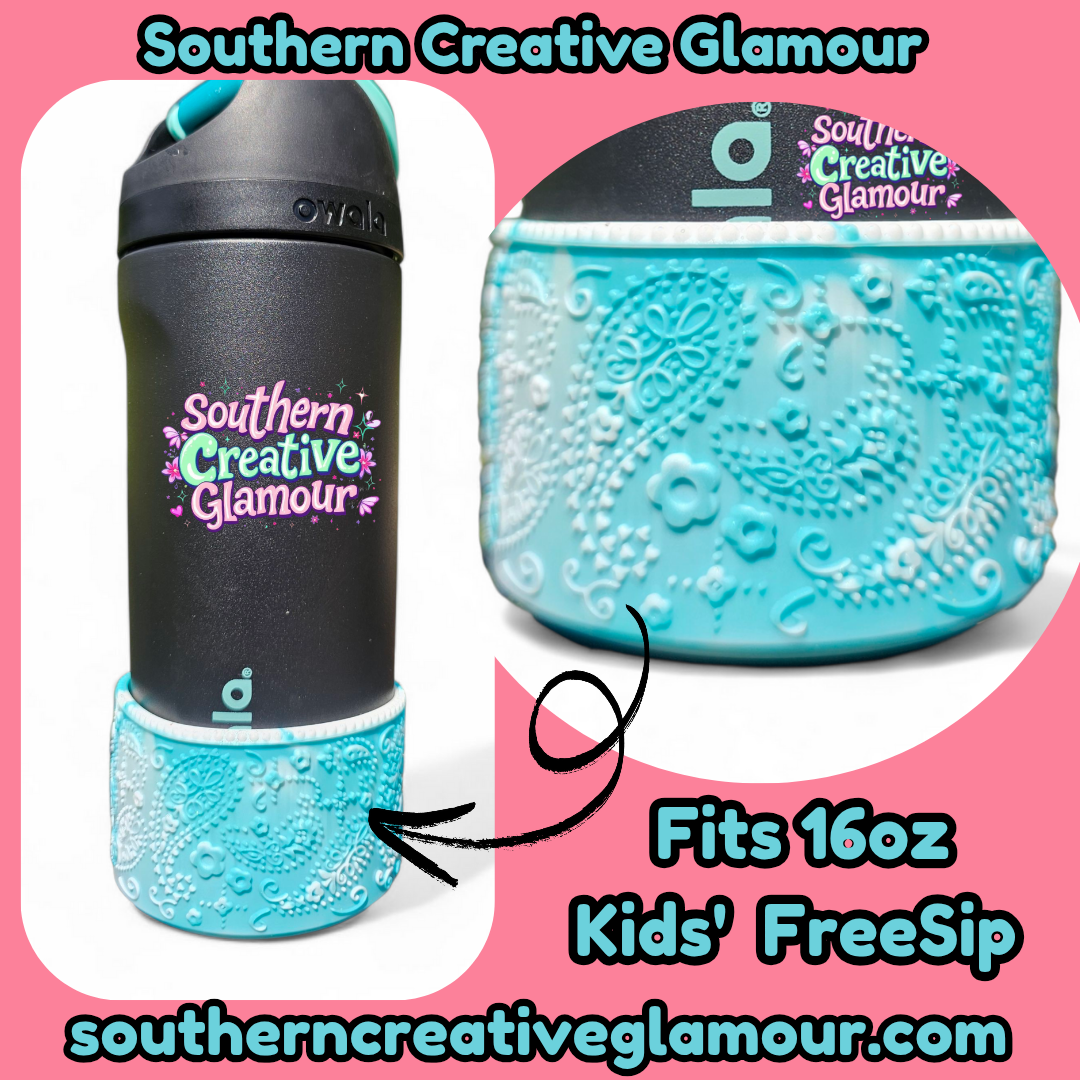Blue Shimmer Paisley Silicone Tumbler Boot