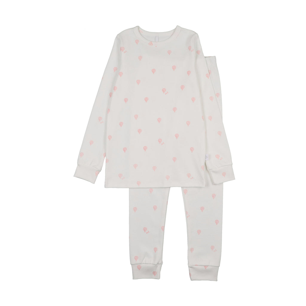 Hot Air Balloon Printed PJ- White/Pink